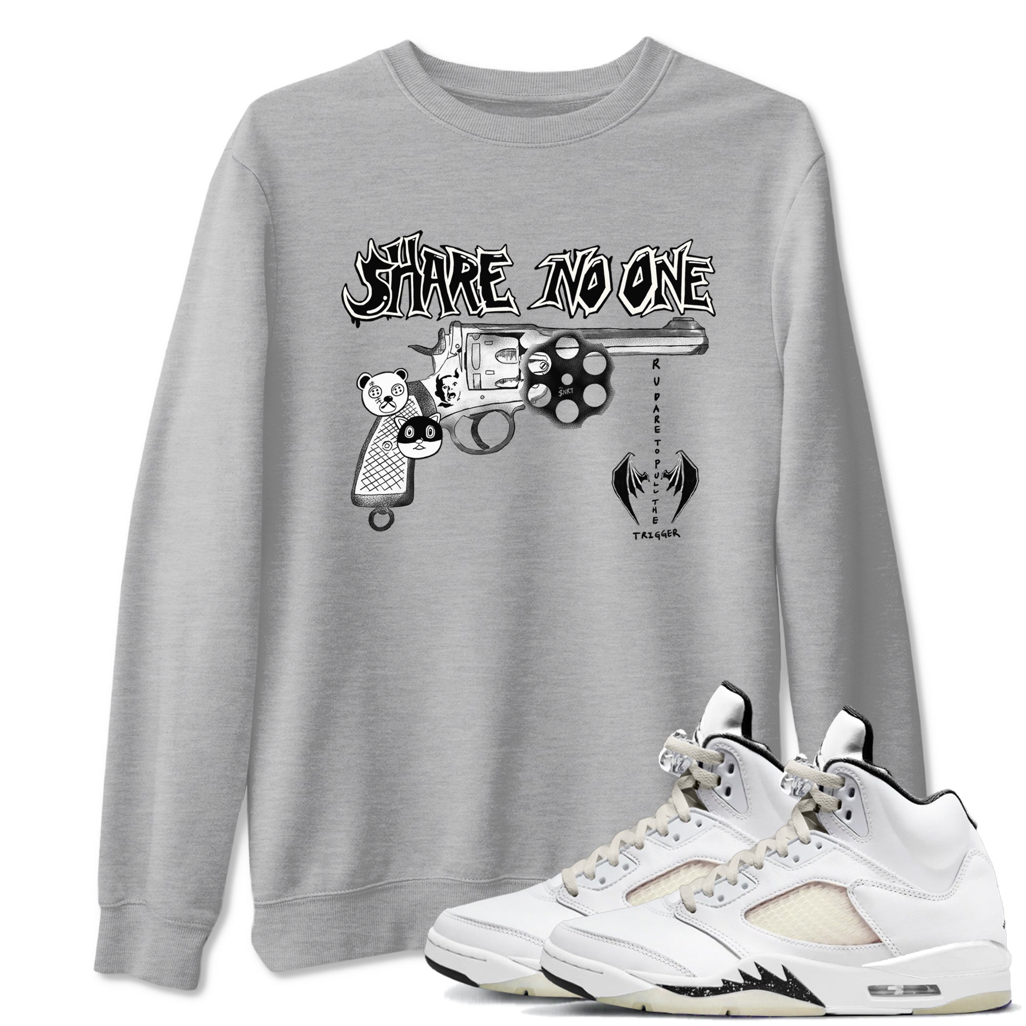 5s Sail shirt to match jordans Share No One sneaker tees Air Jordan 5 Sail Drip Gear Zone unisex cotton Heather Grey 1 crew neck shirt