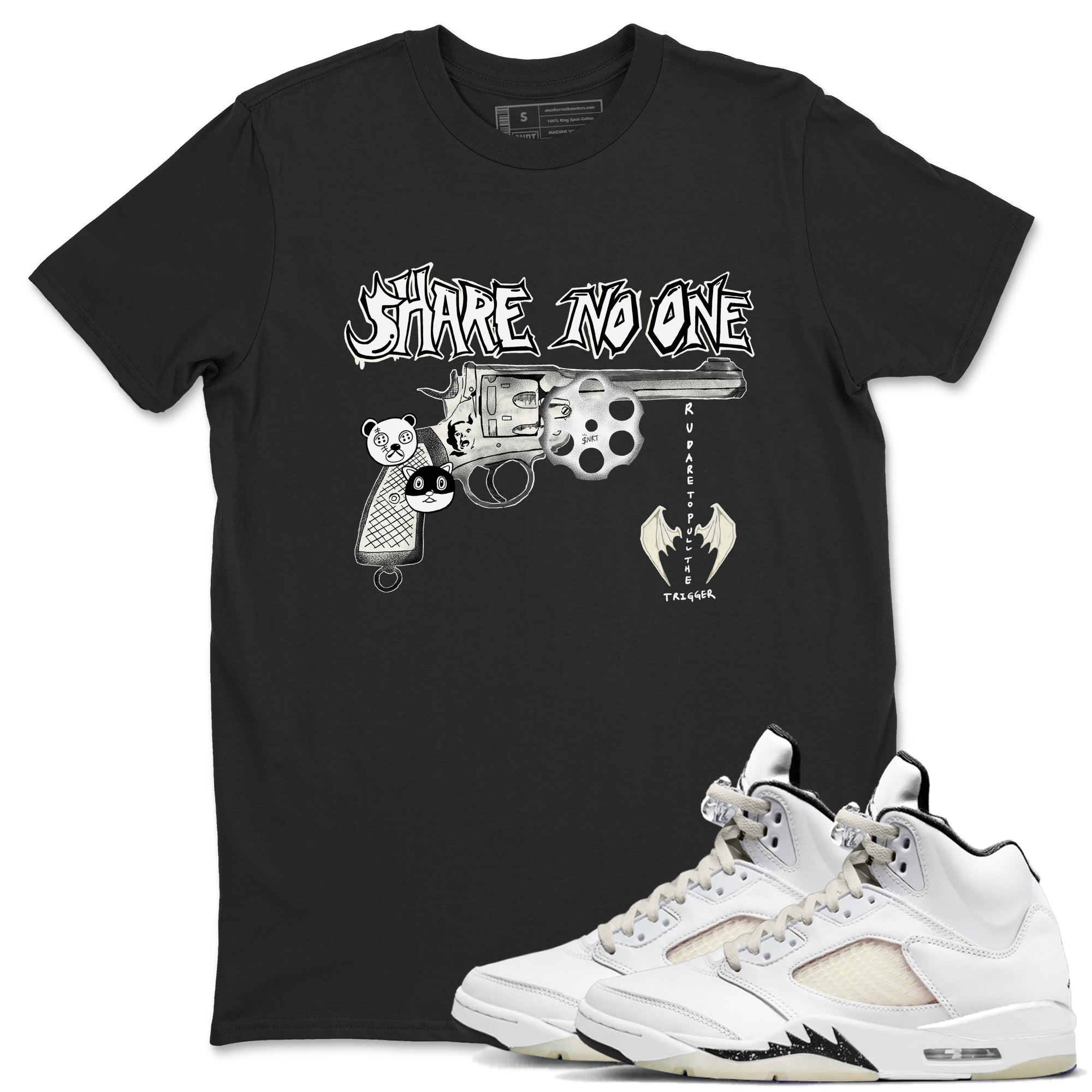 5s Sail shirt to match jordans Share No One sneaker tees Air Jordan 5 Sail Drip Gear Zone unisex cotton Black 1 crew neck shirt