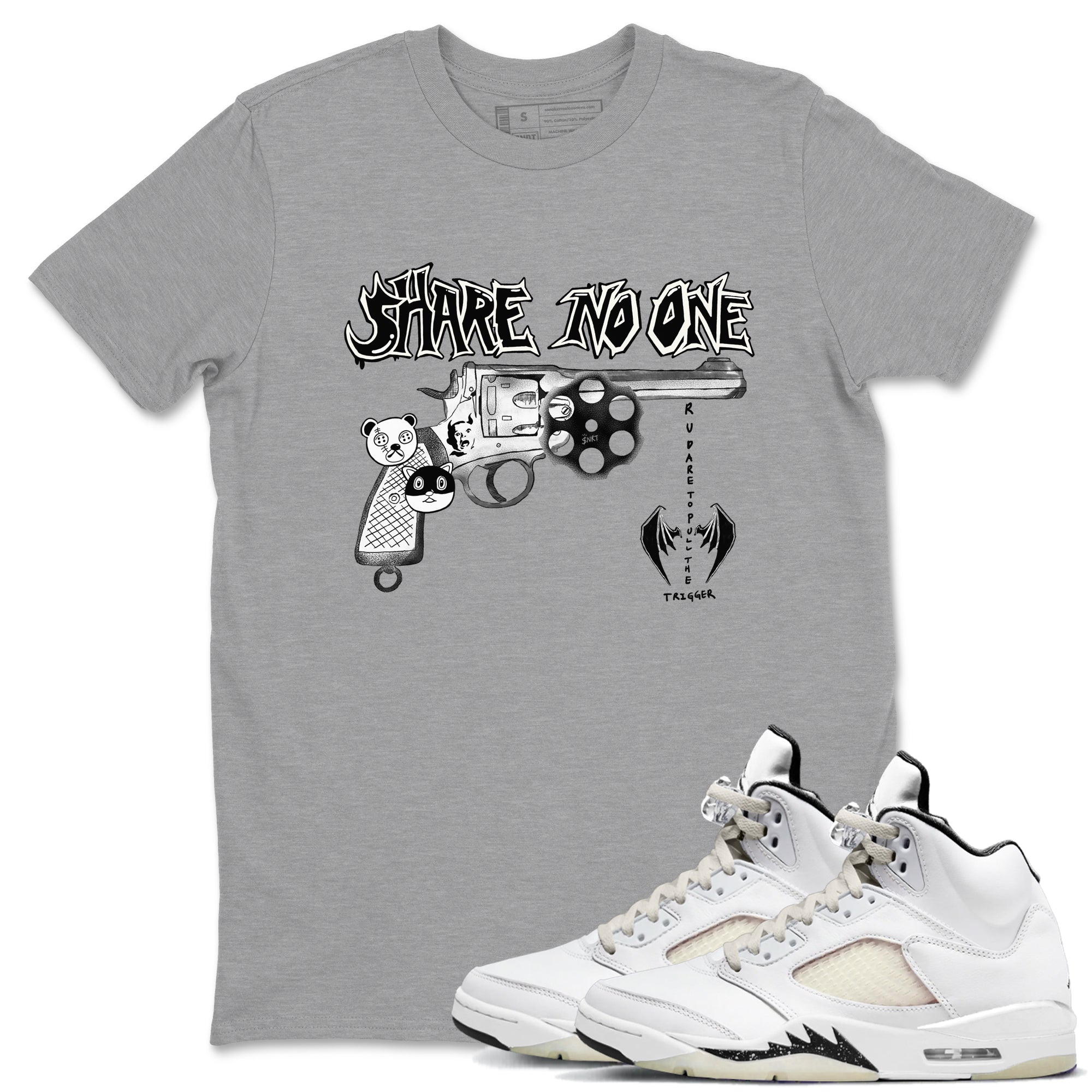 5s Sail shirt to match jordans Share No One sneaker tees Air Jordan 5 Sail Drip Gear Zone unisex cotton Heather Grey 1 crew neck shirt