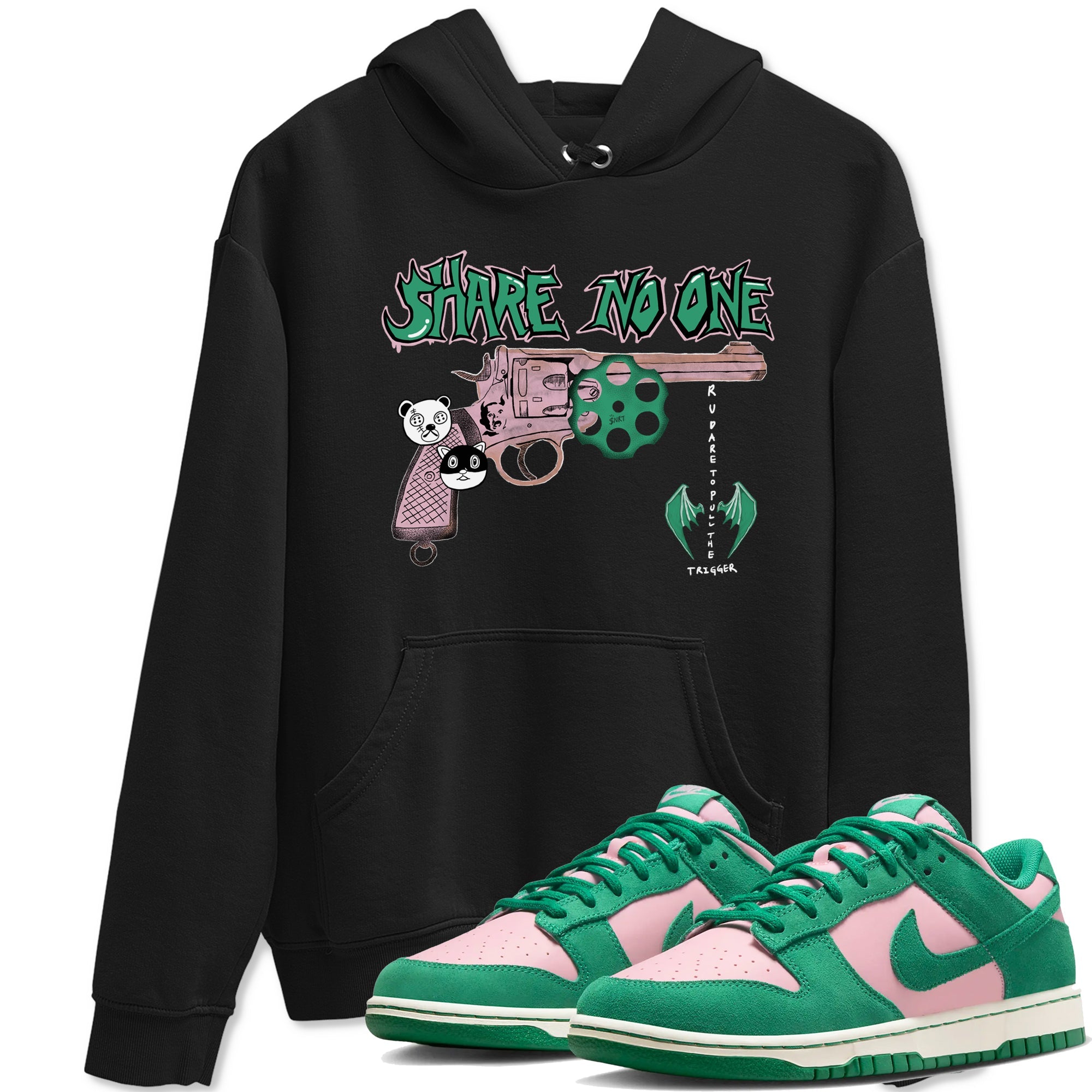 Dunk Medium Soft Pink Malachite shirt to match jordans Share No One sneaker tees Dunk Medium Soft Pink Malachite Drip Gear Zone unisex cotton Black 1 crew neck shirt
