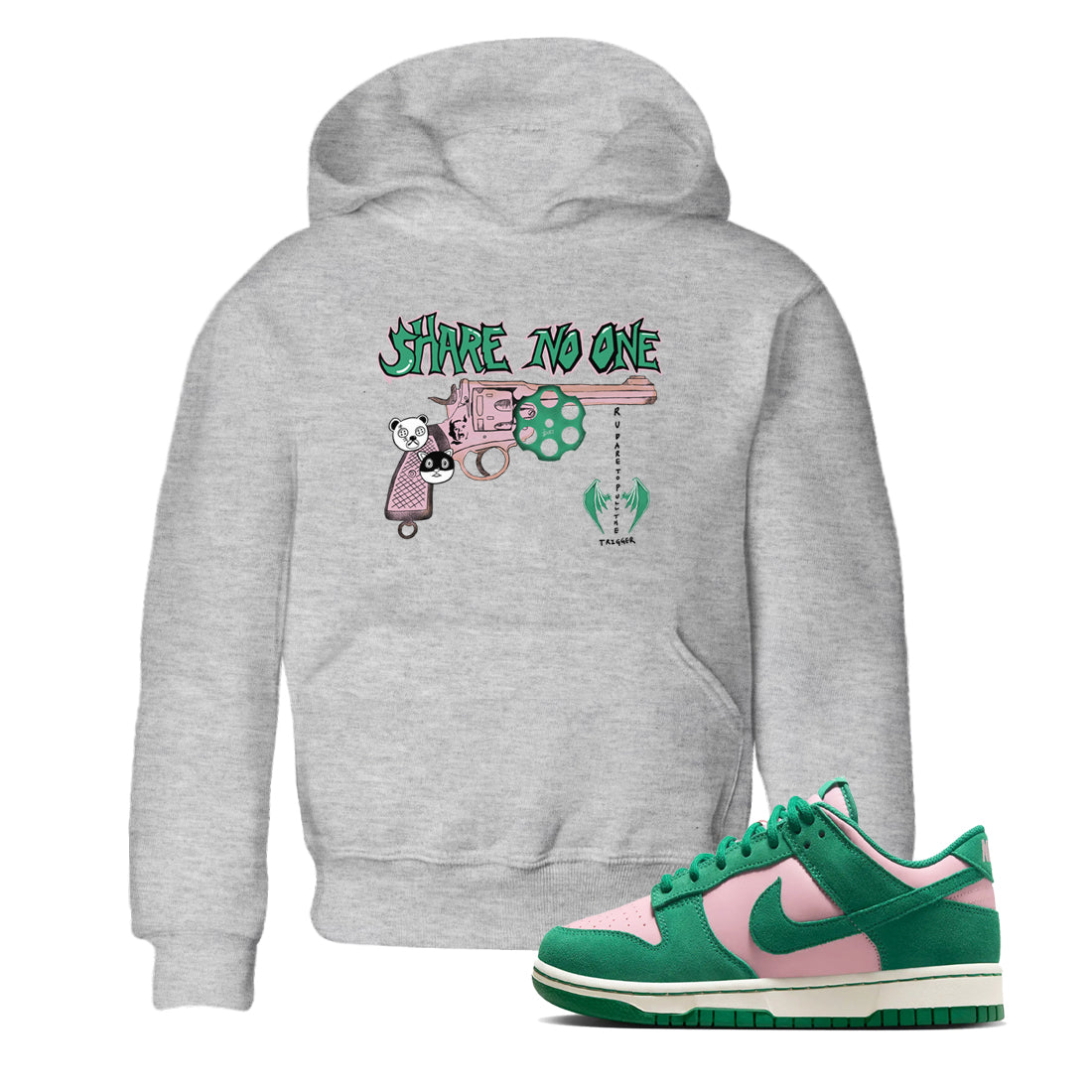 Dunk Medium Soft Pink Malachite shirt to match jordans Share No One sneaker tees Dunk Medium Soft Pink Malachite Drip Gear Zone baby toddler Heather Grey 1 cotton Shirt