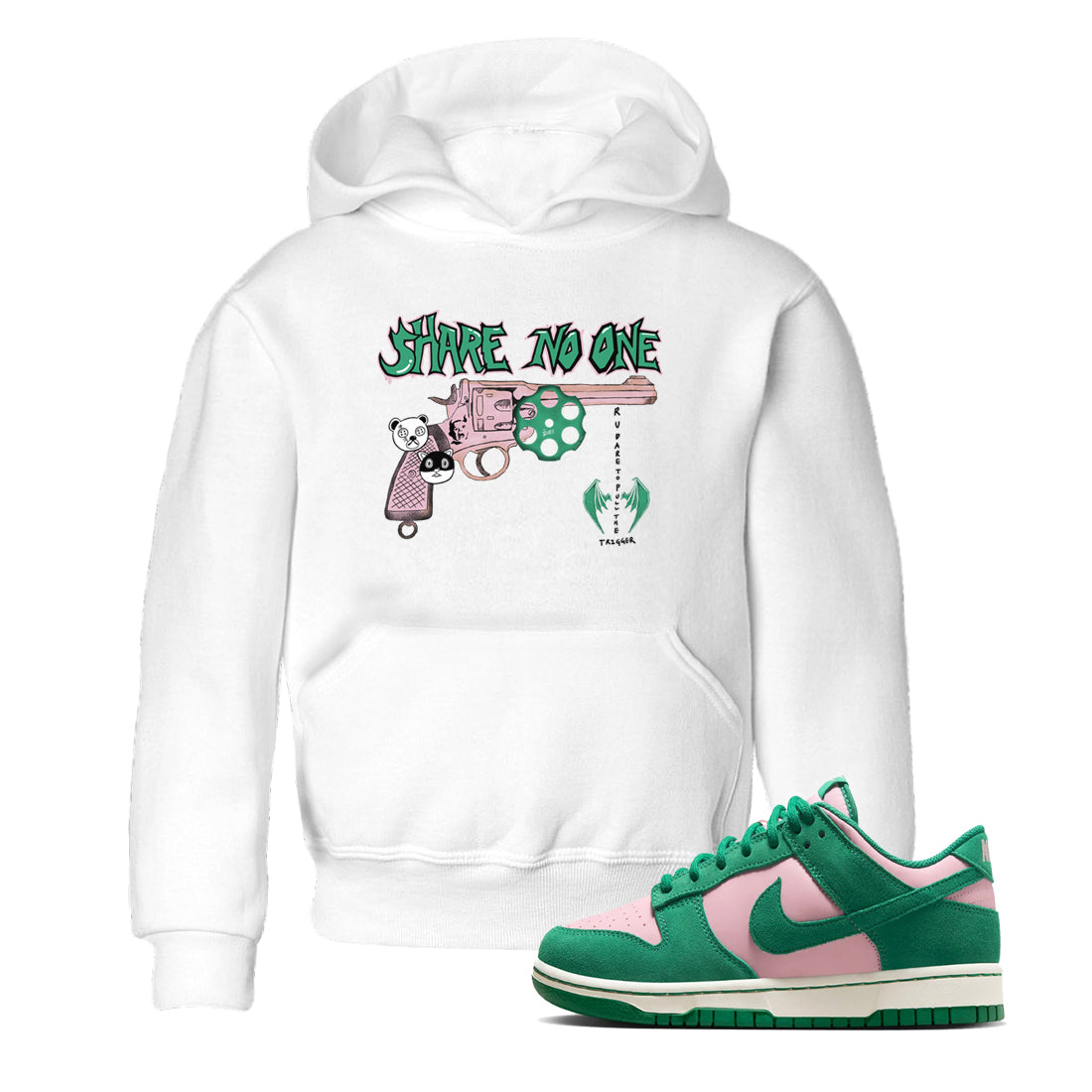 Dunk Medium Soft Pink Malachite shirt to match jordans Share No One sneaker tees Dunk Medium Soft Pink Malachite Drip Gear Zone baby toddler White 1 cotton Shirt