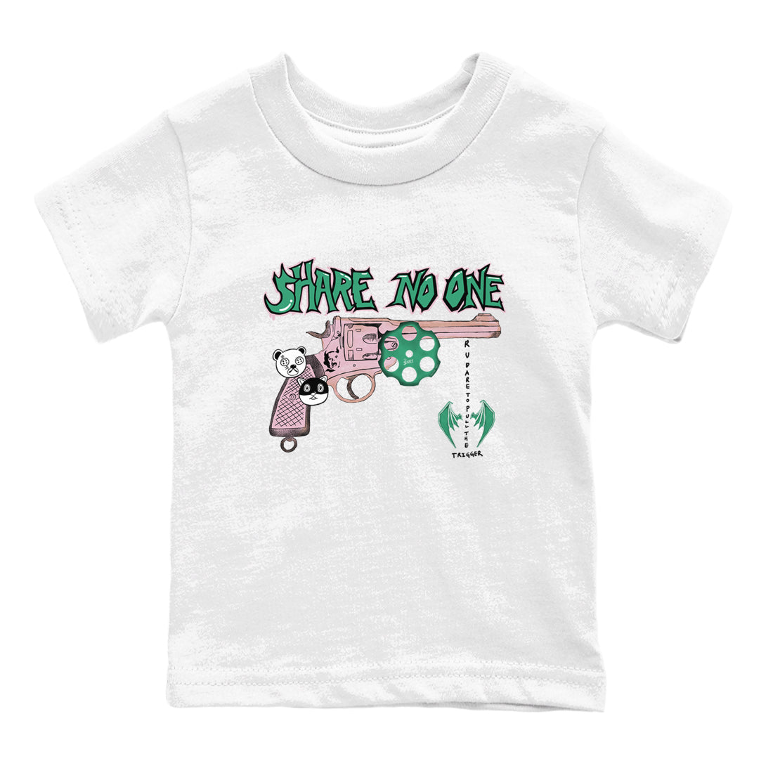Dunk Medium Soft Pink Malachite shirt to match jordans Share No One sneaker tees Dunk Medium Soft Pink Malachite Drip Gear Zone baby toddler White 2 cotton Shirt
