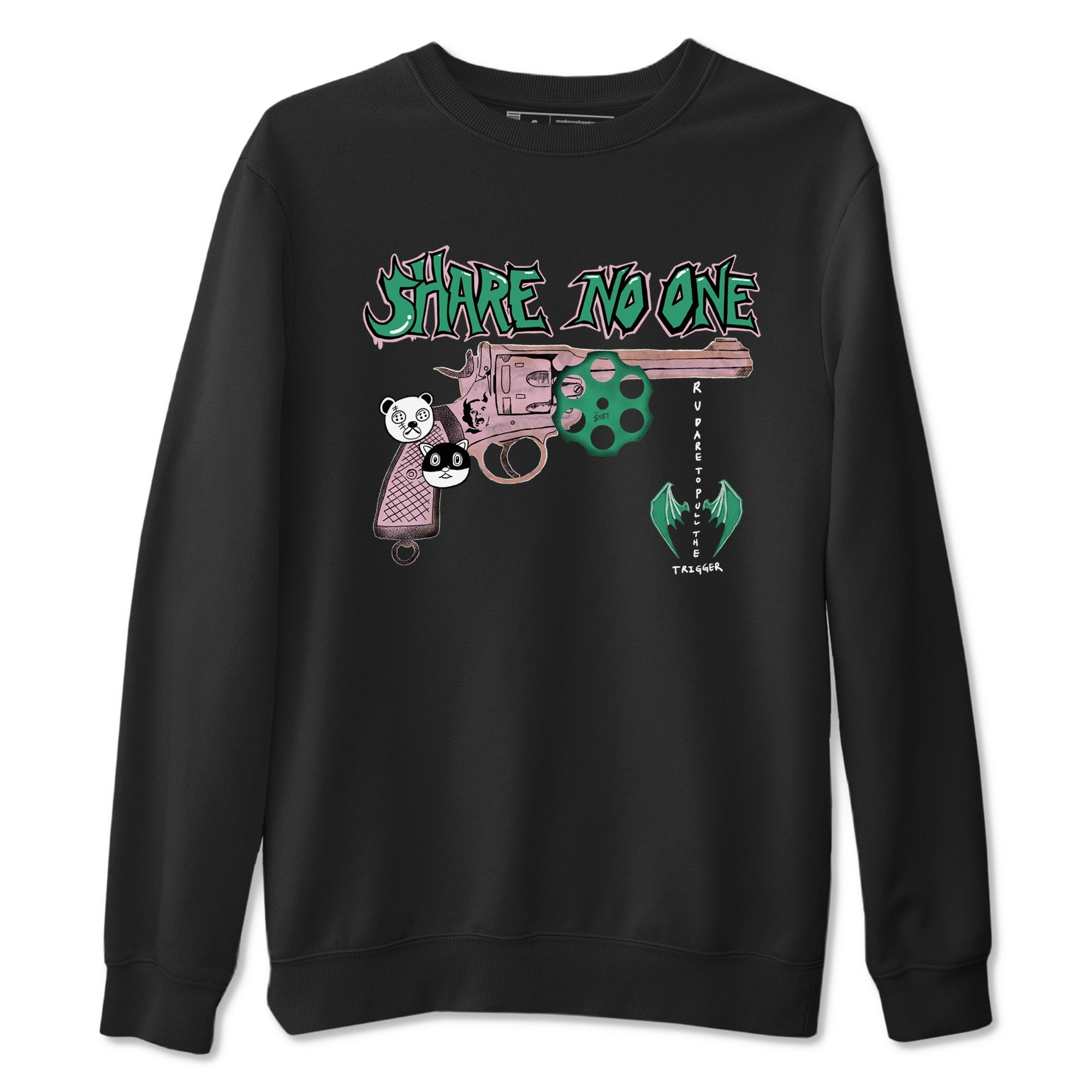 Dunk Medium Soft Pink Malachite shirt to match jordans Share No One sneaker tees Dunk Medium Soft Pink Malachite Drip Gear Zone unisex cotton Black 2 crew neck shirt
