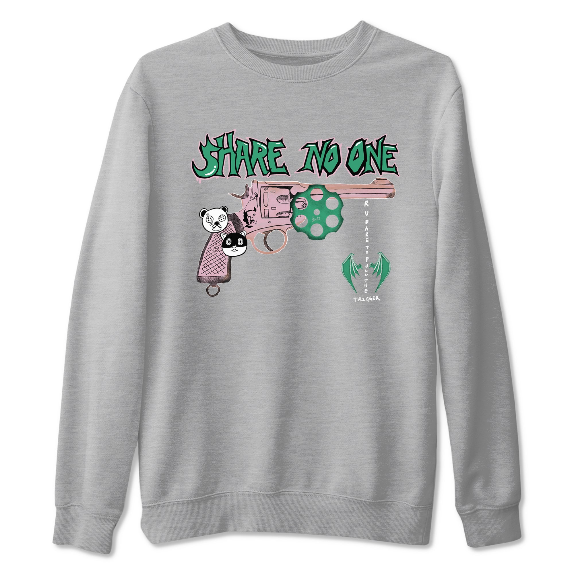 Dunk Medium Soft Pink Malachite shirt to match jordans Share No One sneaker tees Dunk Medium Soft Pink Malachite Drip Gear Zone unisex cotton Heather Grey 2 crew neck shirt