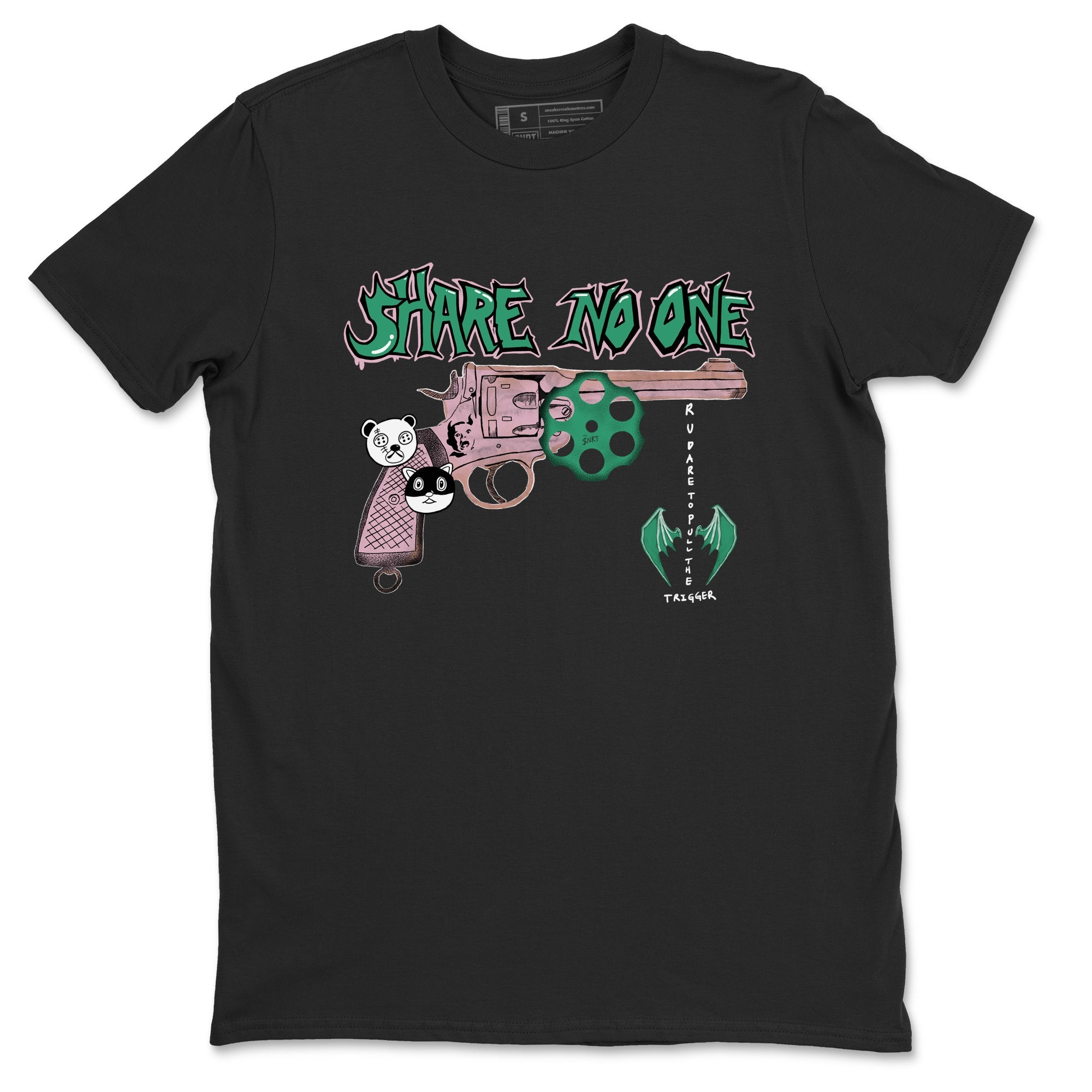 Dunk Medium Soft Pink Malachite shirt to match jordans Share No One sneaker tees Dunk Medium Soft Pink Malachite Drip Gear Zone unisex cotton Black 2 crew neck shirt