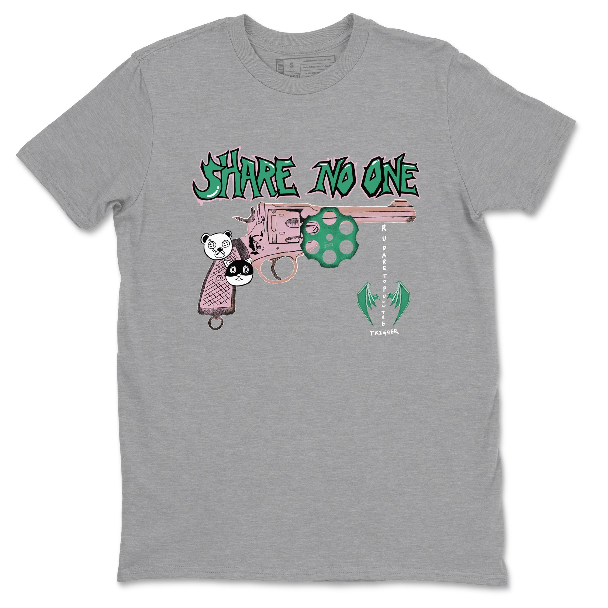 Dunk Medium Soft Pink Malachite shirt to match jordans Share No One sneaker tees Dunk Medium Soft Pink Malachite Drip Gear Zone unisex cotton Heather Grey 2 crew neck shirt