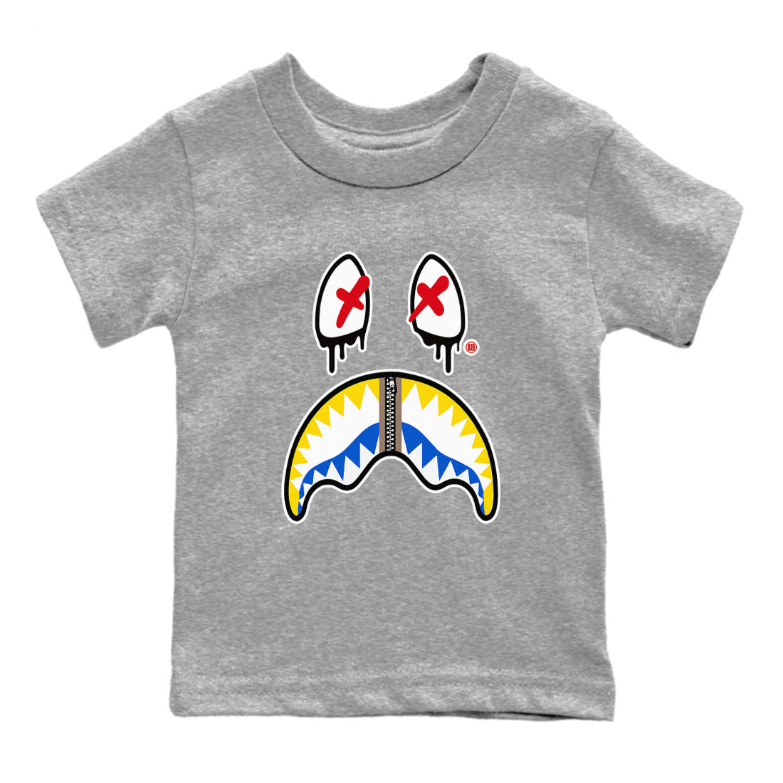 1s Travis Scott Canary shirt to match jordans Shark Face sneaker tees Air Jordan 1 Travis Scott Canary Drip Gear Zone baby toddler Heather Grey 2 cotton Shirt
