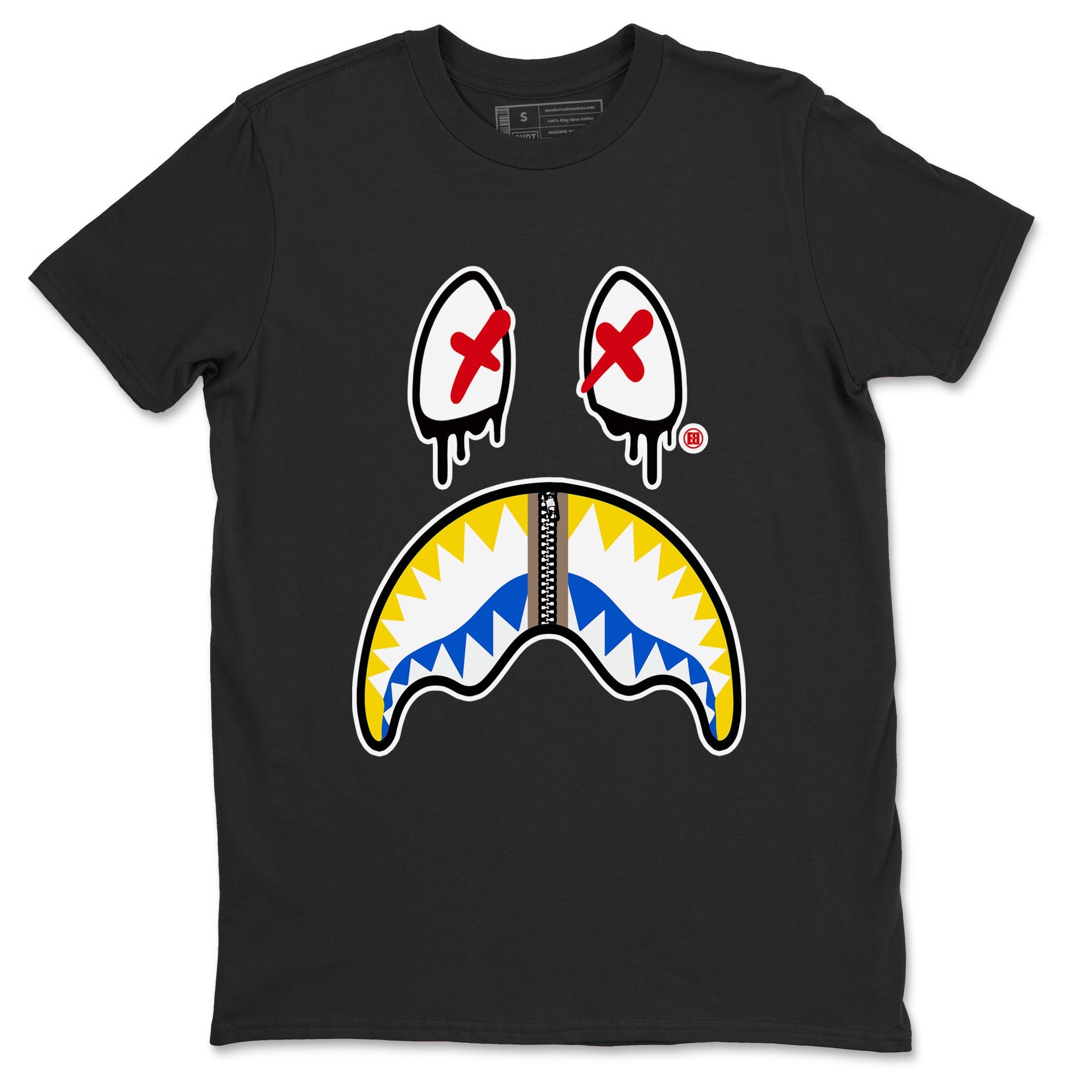 1s Travis Scott Canary shirt to match jordans Shark Face sneaker tees Air Jordan 1 Travis Scott Canary Drip Gear Zone unisex cotton Black 2 crew neck shirt