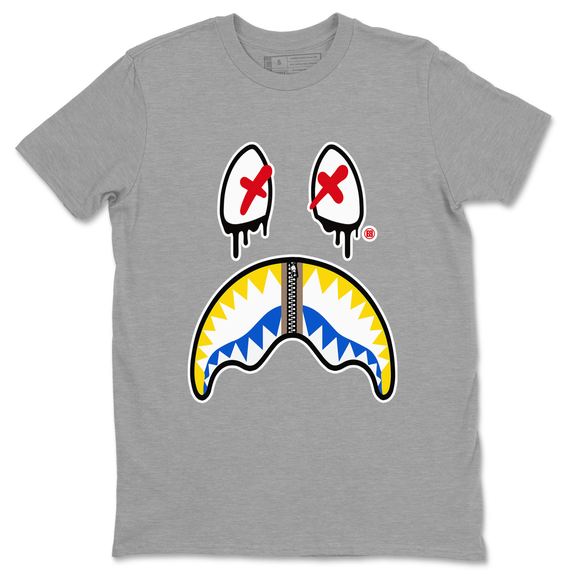 1s Travis Scott Canary shirt to match jordans Shark Face sneaker tees Air Jordan 1 Travis Scott Canary Drip Gear Zone unisex cotton Heather Grey 2 crew neck shirt
