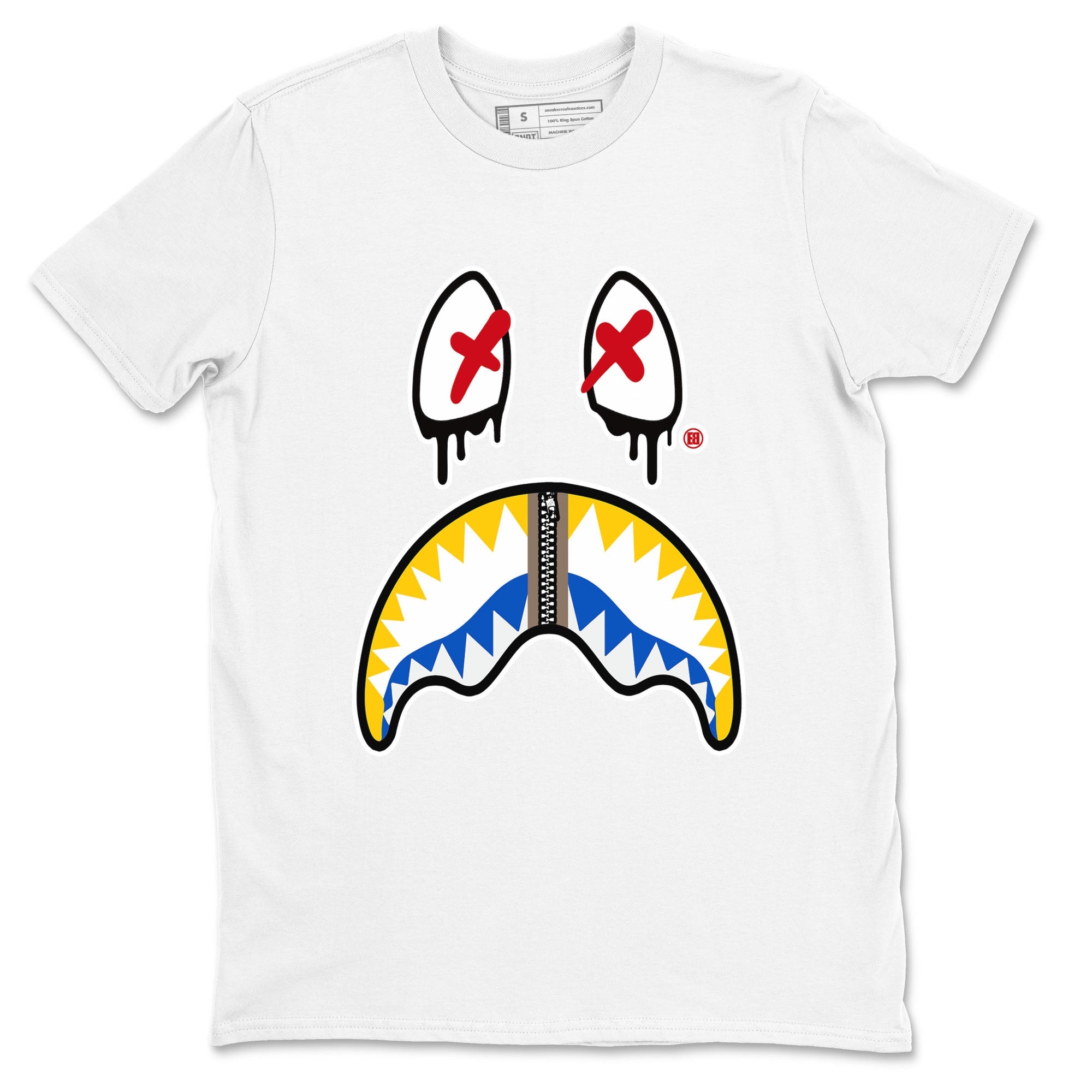 1s Travis Scott Canary shirt to match jordans Shark Face sneaker tees Air Jordan 1 Travis Scott Canary Drip Gear Zone unisex cotton White 2 crew neck shirt