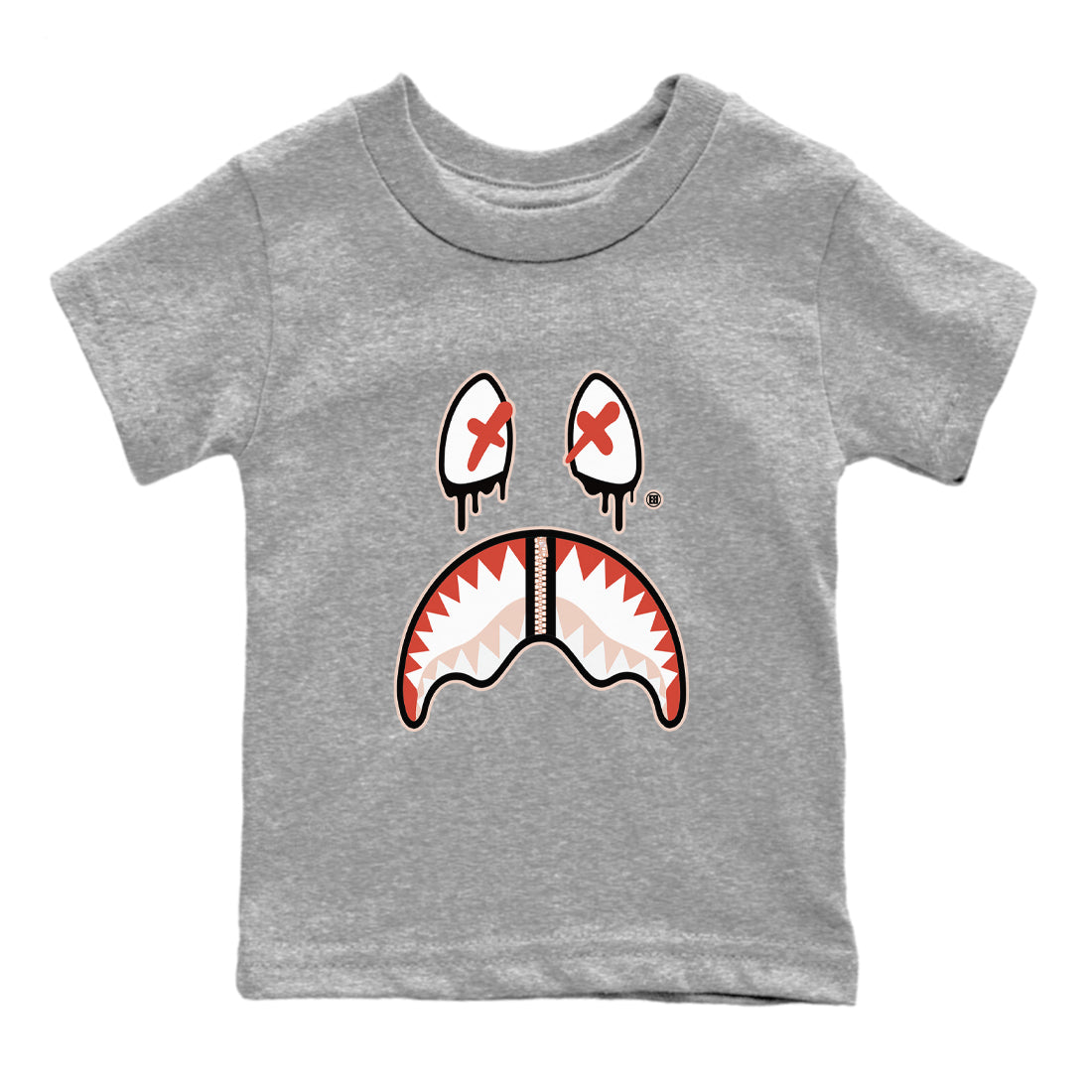 13s Dune Red shirts to match jordans Shark Face sneaker match tees Air Jordan 13 Dune Red Drip Gear Zone streetwear brand Baby and Youth Heather Grey 2 cotton tee
