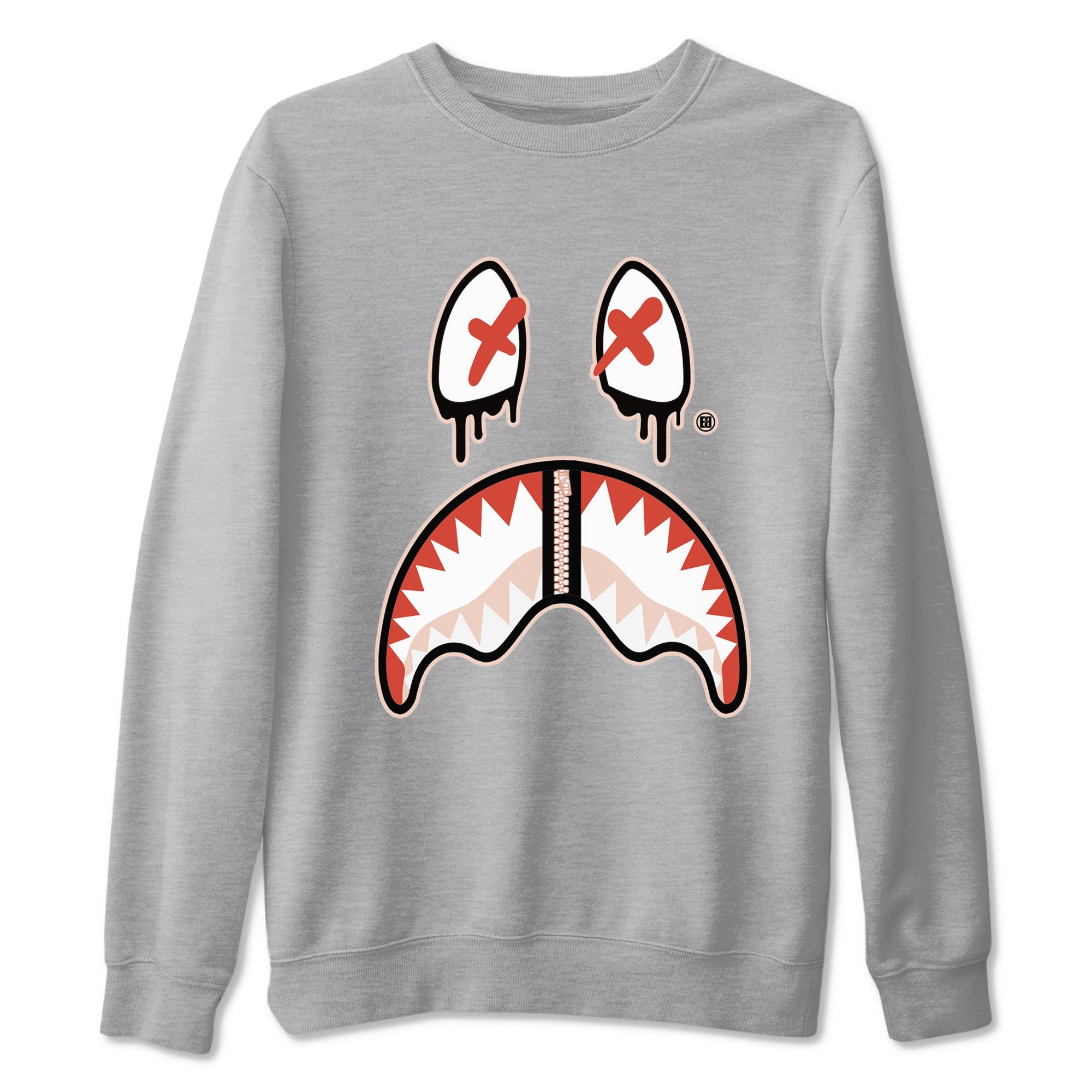 13s Dune Red shirts to match jordans Shark Face sneaker match tees Air Jordan 13 Dune Red Drip Gear Zone streetwear brand Heather Grey 2 unisex cotton tee