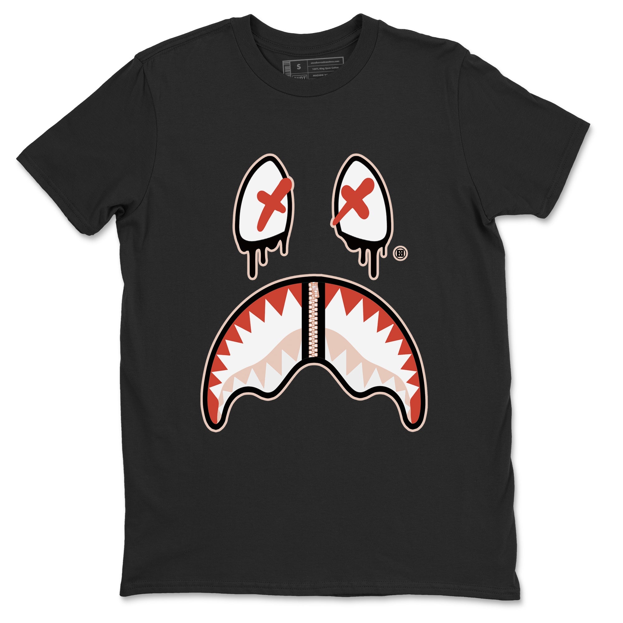 13s Dune Red shirts to match jordans Shark Face sneaker match tees Air Jordan 13 Dune Red Drip Gear Zone streetwear brand Black 2 unisex cotton tee