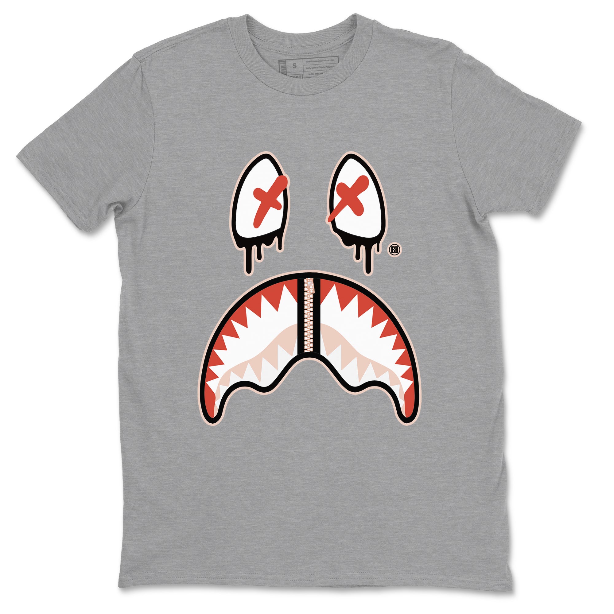 13s Dune Red shirts to match jordans Shark Face sneaker match tees Air Jordan 13 Dune Red Drip Gear Zone streetwear brand Heather Grey 2 unisex cotton tee
