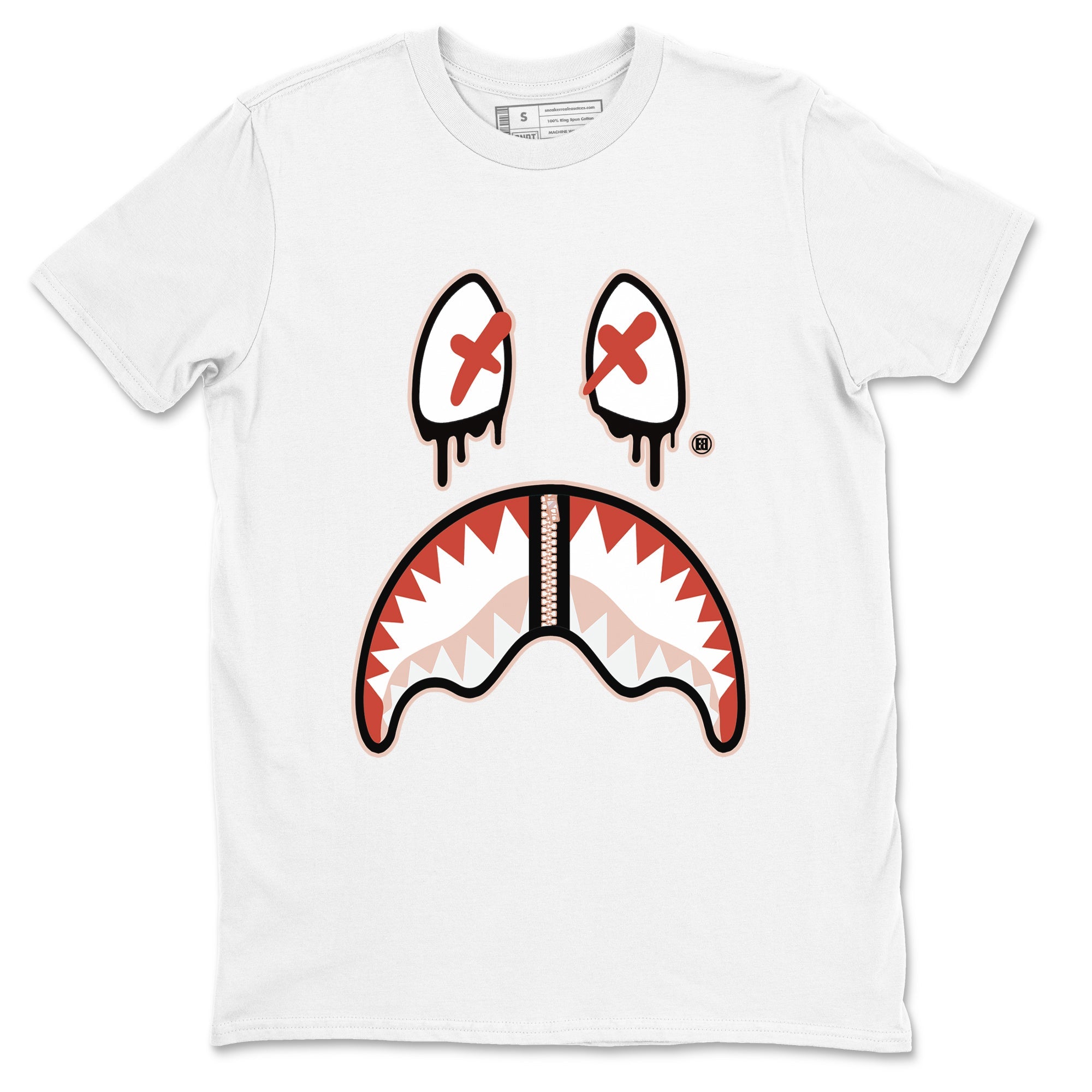 13s Dune Red shirts to match jordans Shark Face sneaker match tees Air Jordan 13 Dune Red Drip Gear Zone streetwear brand White 2 unisex cotton tee