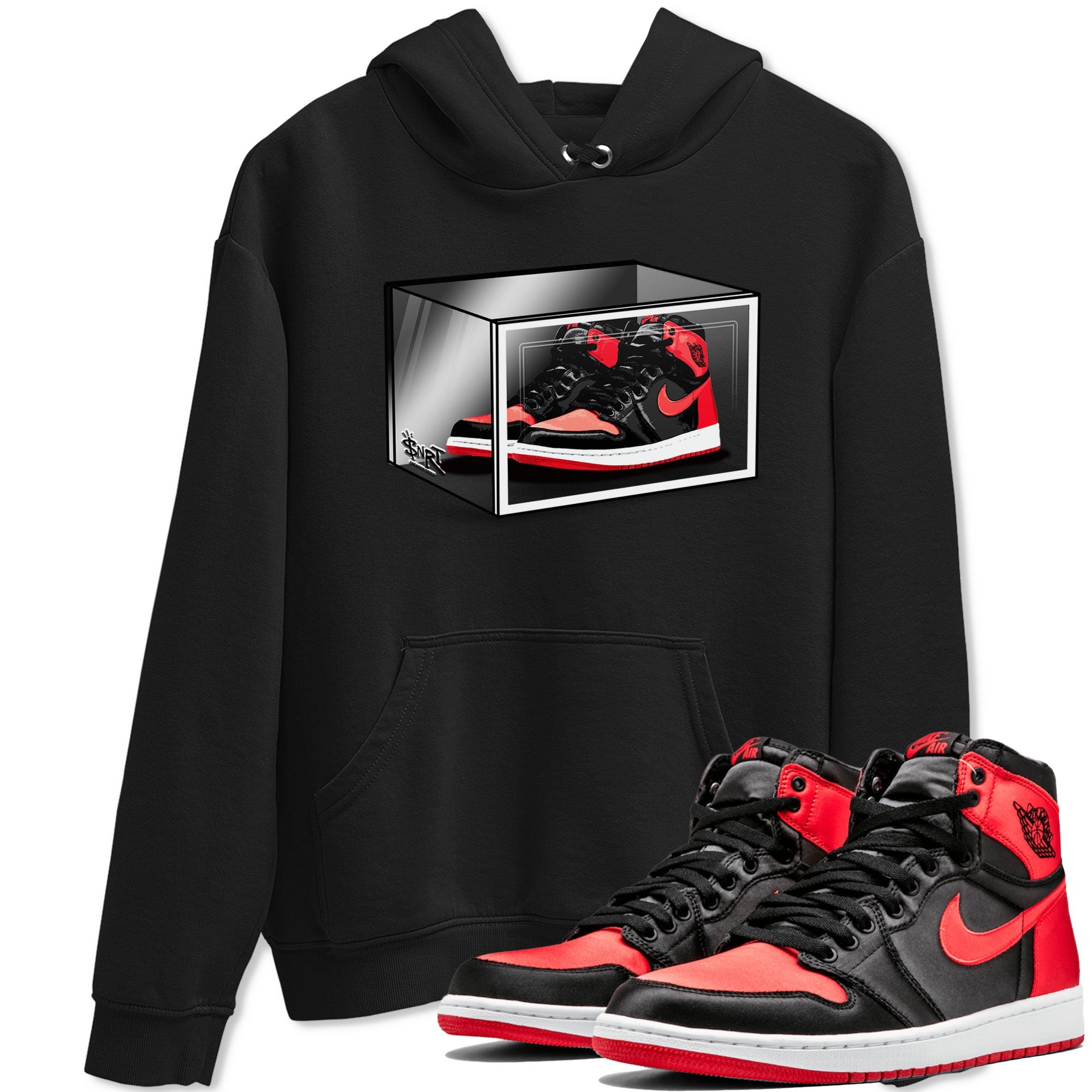 Air Jordan 1 Retro High OG Satin Bred shirt to match jordans Shoe Box sneaker release tees Air Jordan 1 Satin Bred Drip Gear Zone Unisex Streetwear Clothing Black 1 T-Shirt
