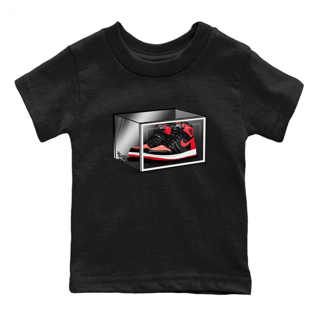 Air Jordan 1 Retro High OG Satin Bred shirt to match jordans Shoe Box sneaker release tees Air Jordan 1 Satin Bred Drip Gear Zone Baby Toddler Black 2 T-Shirt