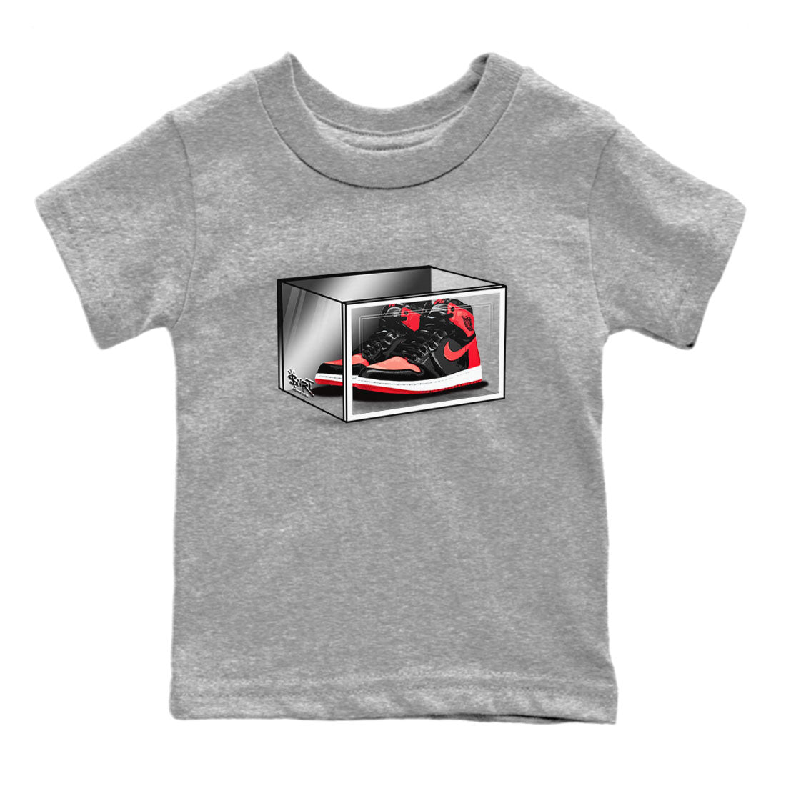 Air Jordan 1 Retro High OG Satin Bred shirt to match jordans Shoe Box sneaker release tees Air Jordan 1 Satin Bred Drip Gear Zone Baby Toddler Heather Grey 2 T-Shirt