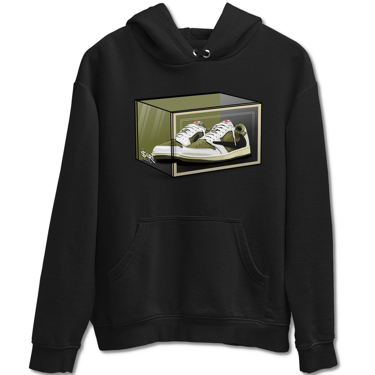 Jordan 1 Olive t shirts to match sneakers Shoe Box sneaker match tees Air Jordan 1 Low x Travis Scott Reverse Olive tee Drip Gear Zone unisex cotton Black 2 shirts