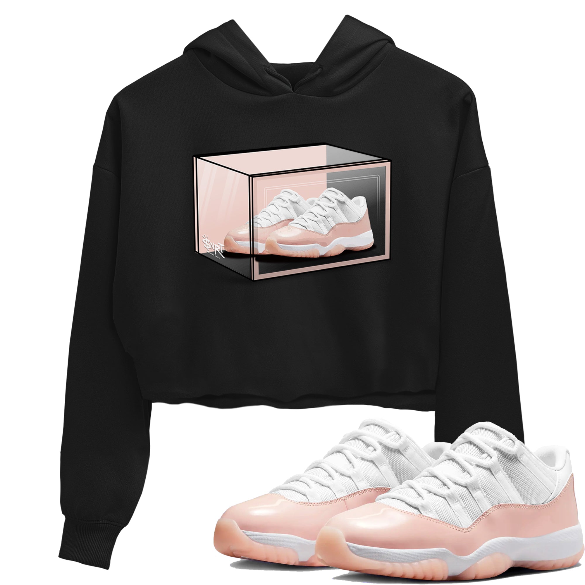 Air Jordan 11 Low Legend Pink shirts to match jordans Shoe Box sneaker match tees 11s Legend Pink Drip Gear Zone streetwear brand Black 1 crop tee