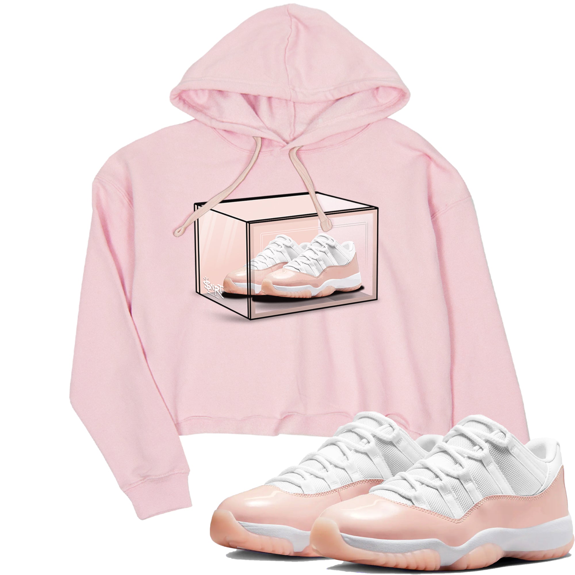 Air Jordan 11 Low Legend Pink shirts to match jordans Shoe Box sneaker match tees 11s Legend Pink Drip Gear Zone streetwear brand Pink 1 crop tee