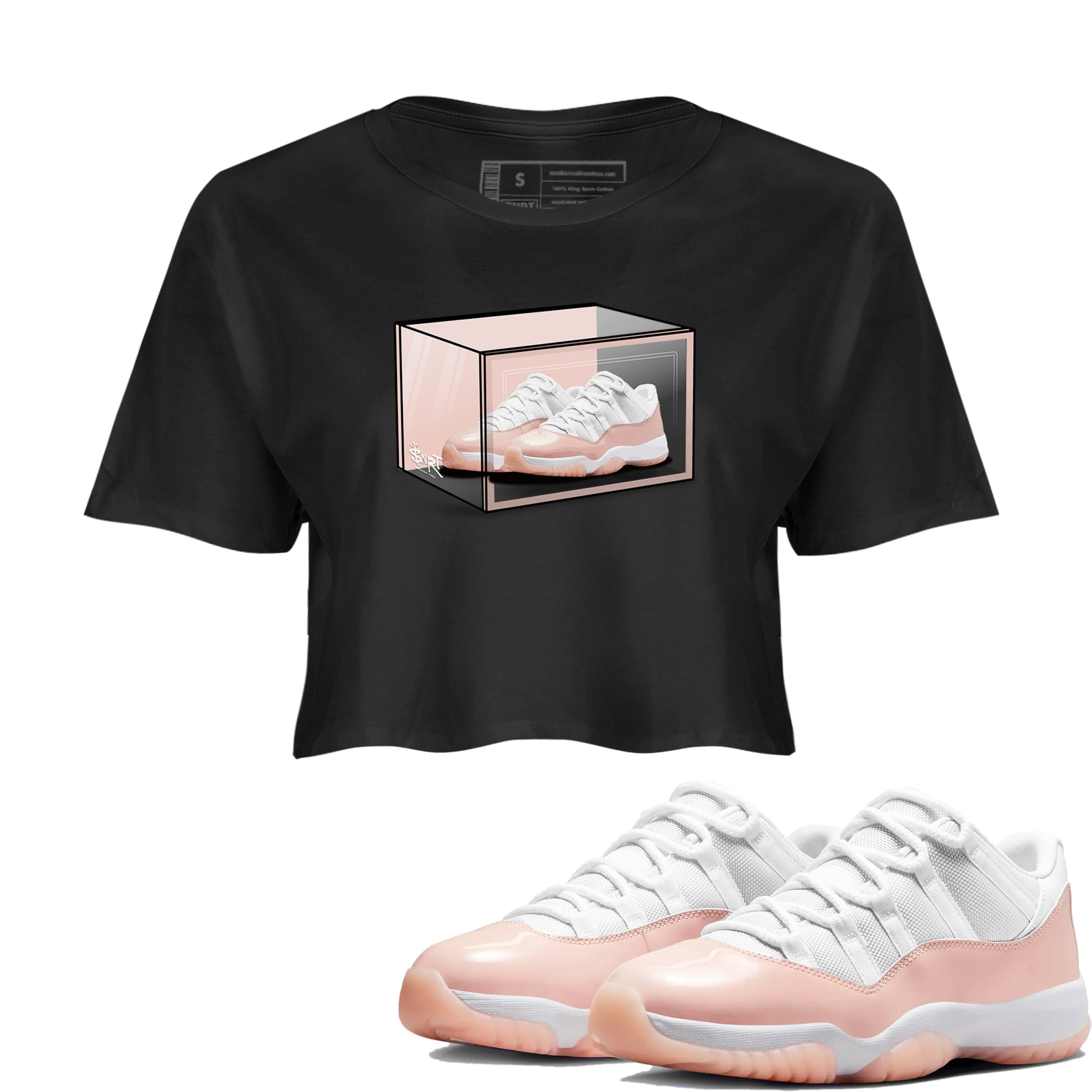 Air Jordan 11 Low Legend Pink shirts to match jordans Shoe Box sneaker match tees 11s Legend Pink Drip Gear Zone streetwear brand Black 1 crop tee