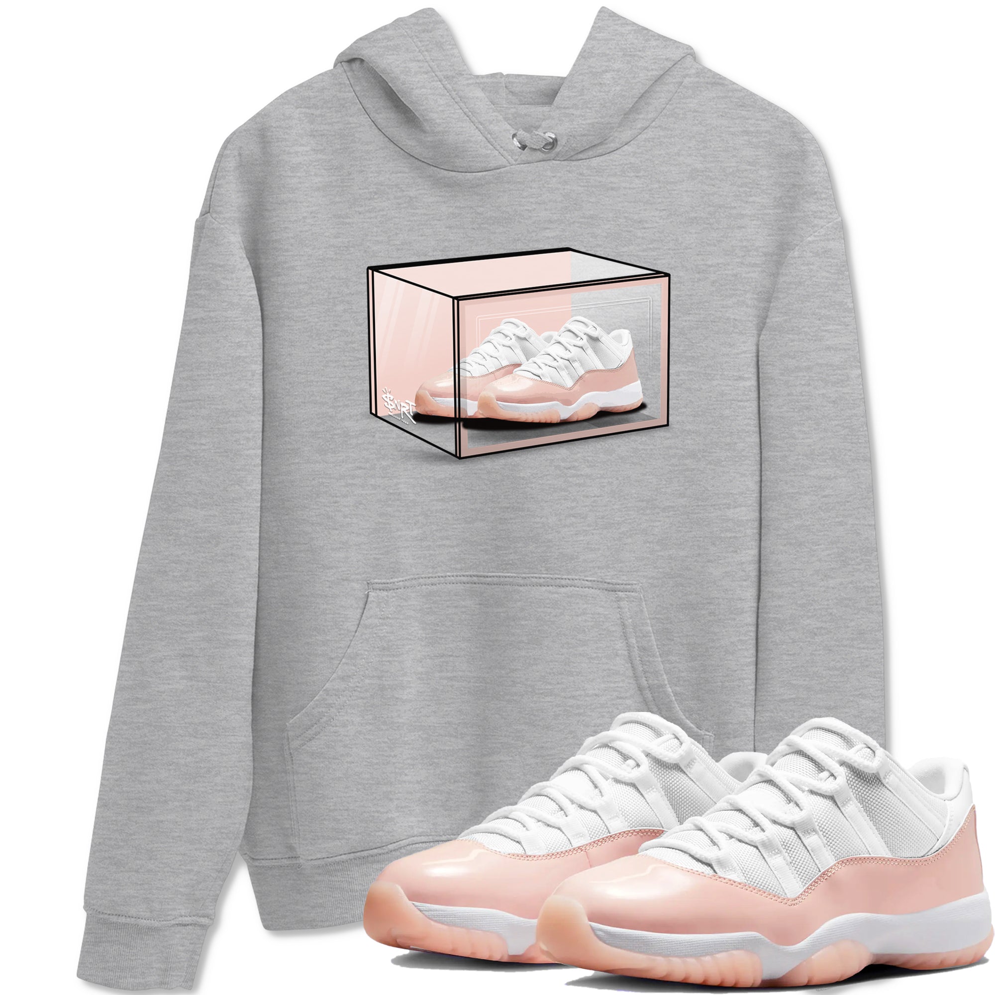 Air Jordan 11 Low Legend Pink shirts to match jordans Shoe Box sneaker match tees 11s Legend Pink Drip Gear Zone streetwear brand Heather Grey 1 unisex cotton tee