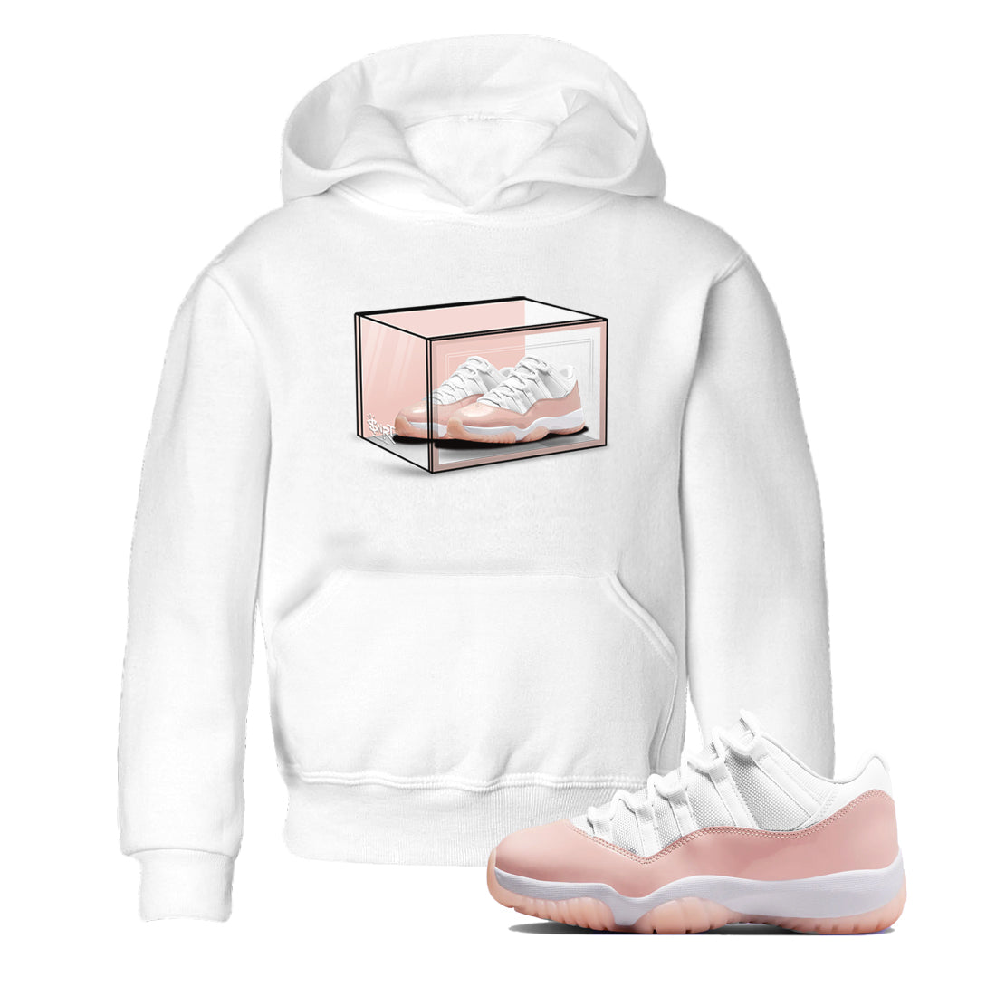 Air Jordan 11 Low Legend Pink shirts to match jordans Shoe Box sneaker match tees 11s Legend Pink Drip Gear Zone streetwear brand Baby and Youth White 1 cotton tee