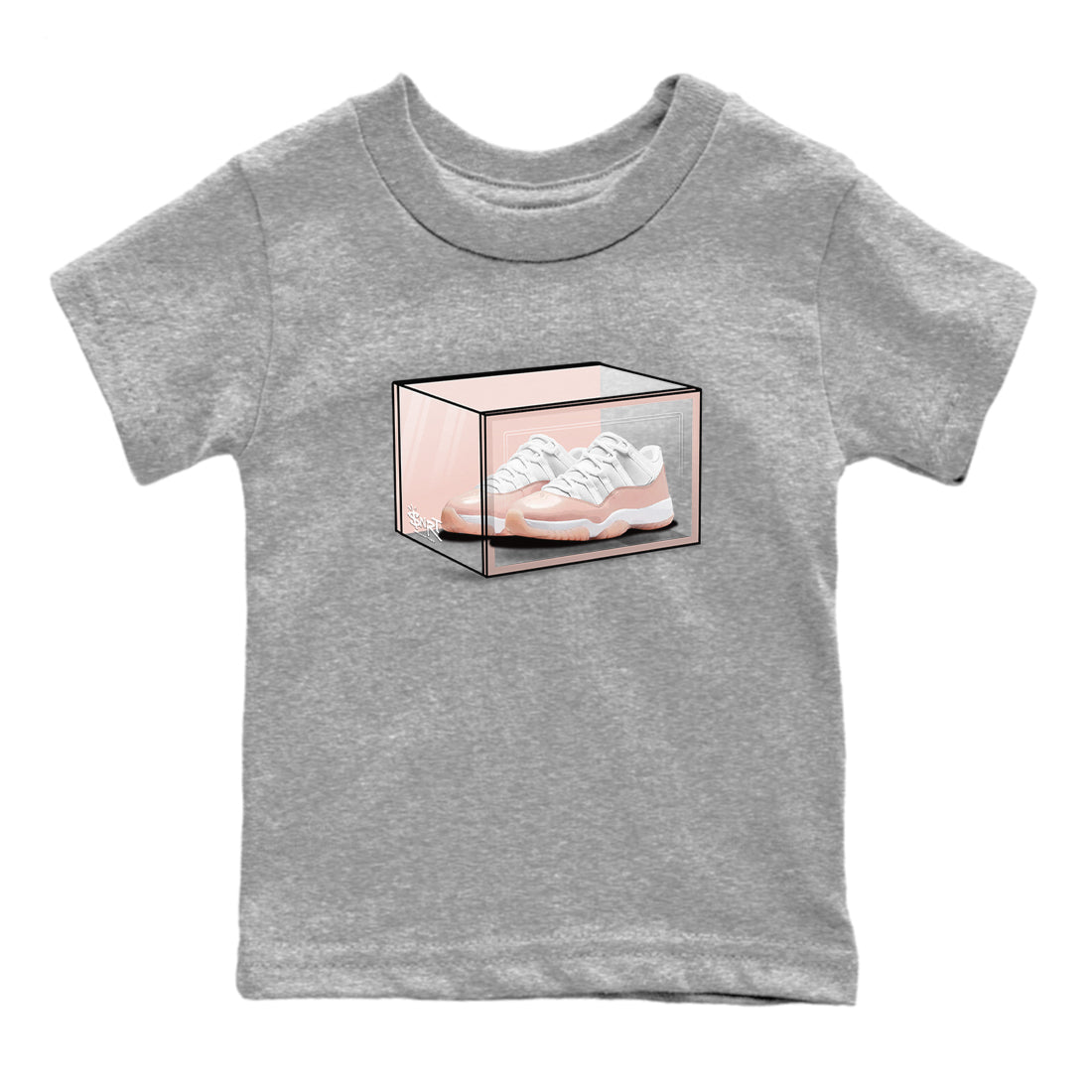 Air Jordan 11 Low Legend Pink shirts to match jordans Shoe Box sneaker match tees 11s Legend Pink Drip Gear Zone streetwear brand Baby and Youth Heather Grey 2 cotton tee
