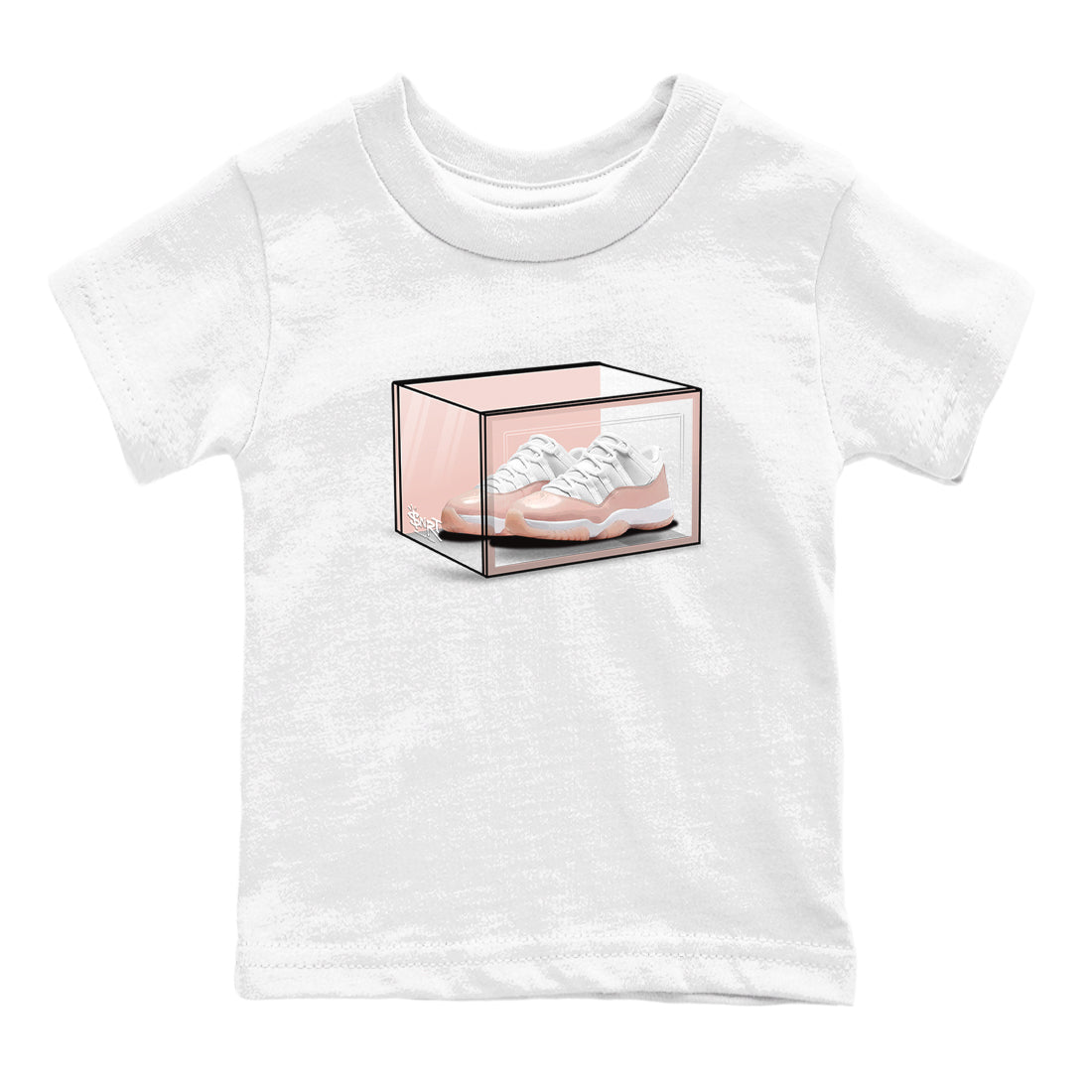 Air Jordan 11 Low Legend Pink shirts to match jordans Shoe Box sneaker match tees 11s Legend Pink Drip Gear Zone streetwear brand Baby and Youth White 2 cotton tee