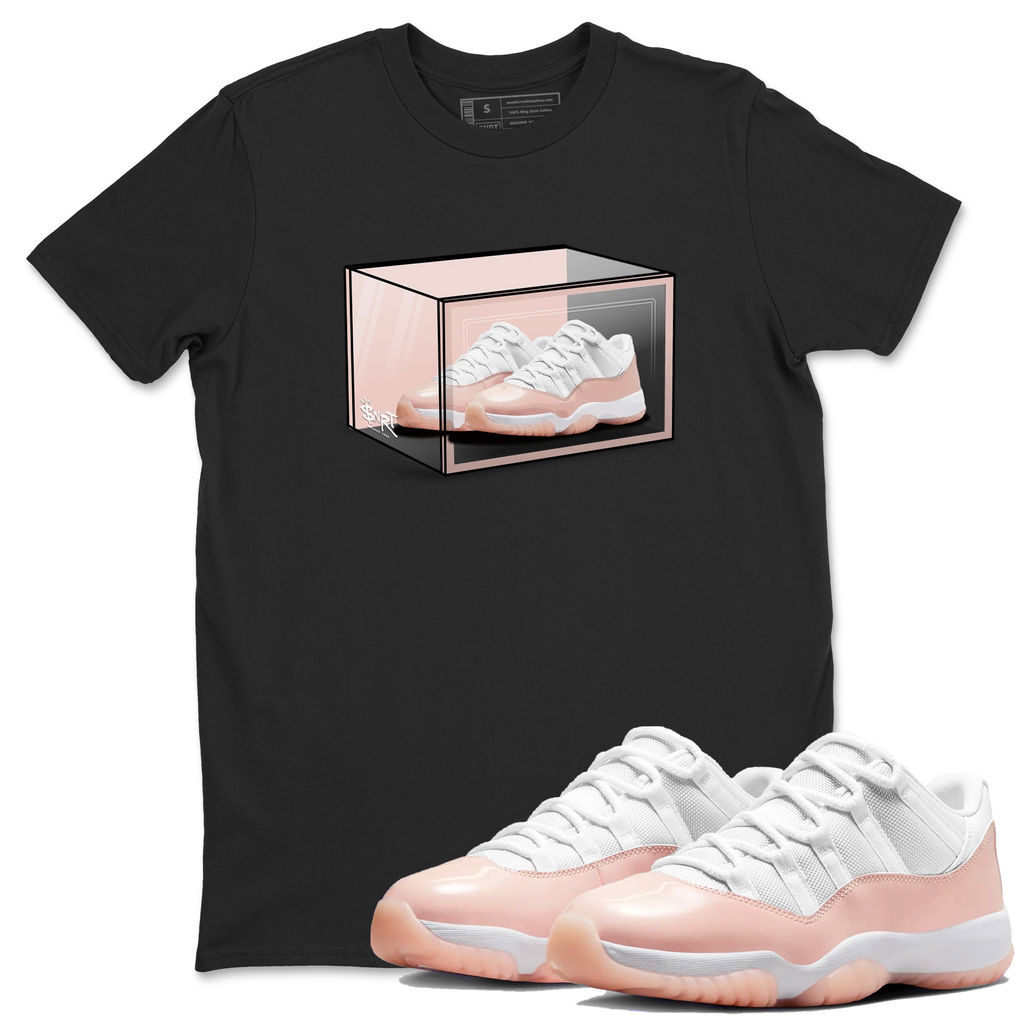 Air Jordan 11 Low Legend Pink shirts to match jordans Shoe Box sneaker match tees 11s Legend Pink Drip Gear Zone streetwear brand Black 1 unisex cotton tee