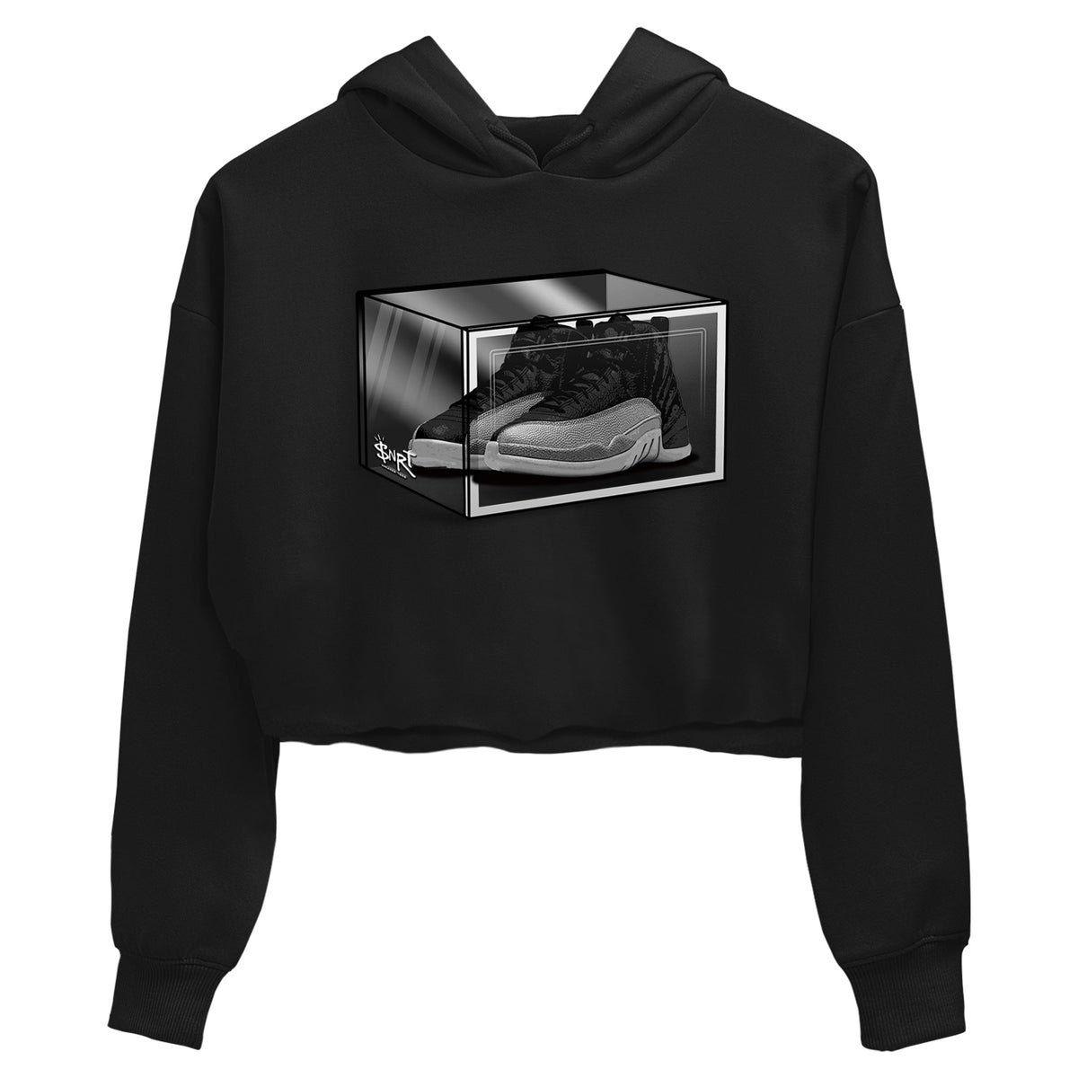 12s Black Wolf Grey shirts to match jordans Shoe Box sneaker match tees Air Jordan 12 Black Wolf Grey match shoes to clothes Drip Gear Zone unisex cotton Black 2 crop tee