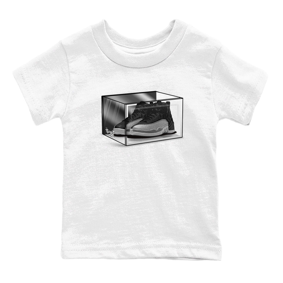 12s Black Wolf Grey shirts to match jordans Shoe Box sneaker match tees Air Jordan 12 Black Wolf Grey match shoes to clothes Drip Gear Zone Youth Baby White 2 tee