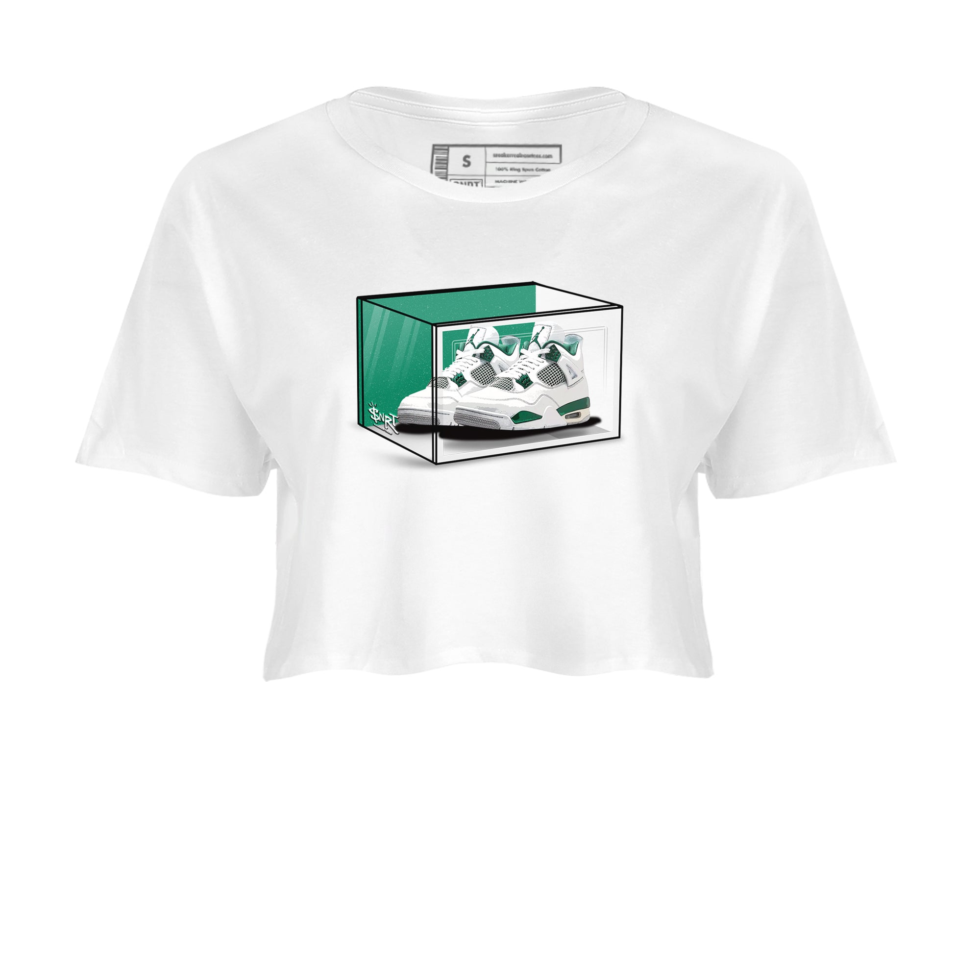 4s Oxidized Green shirts to match jordans Shoe Box sneaker match tees Air Jordan 4 Oxidized Green Drip Gear Zone streetwear brand White 2 crop tee