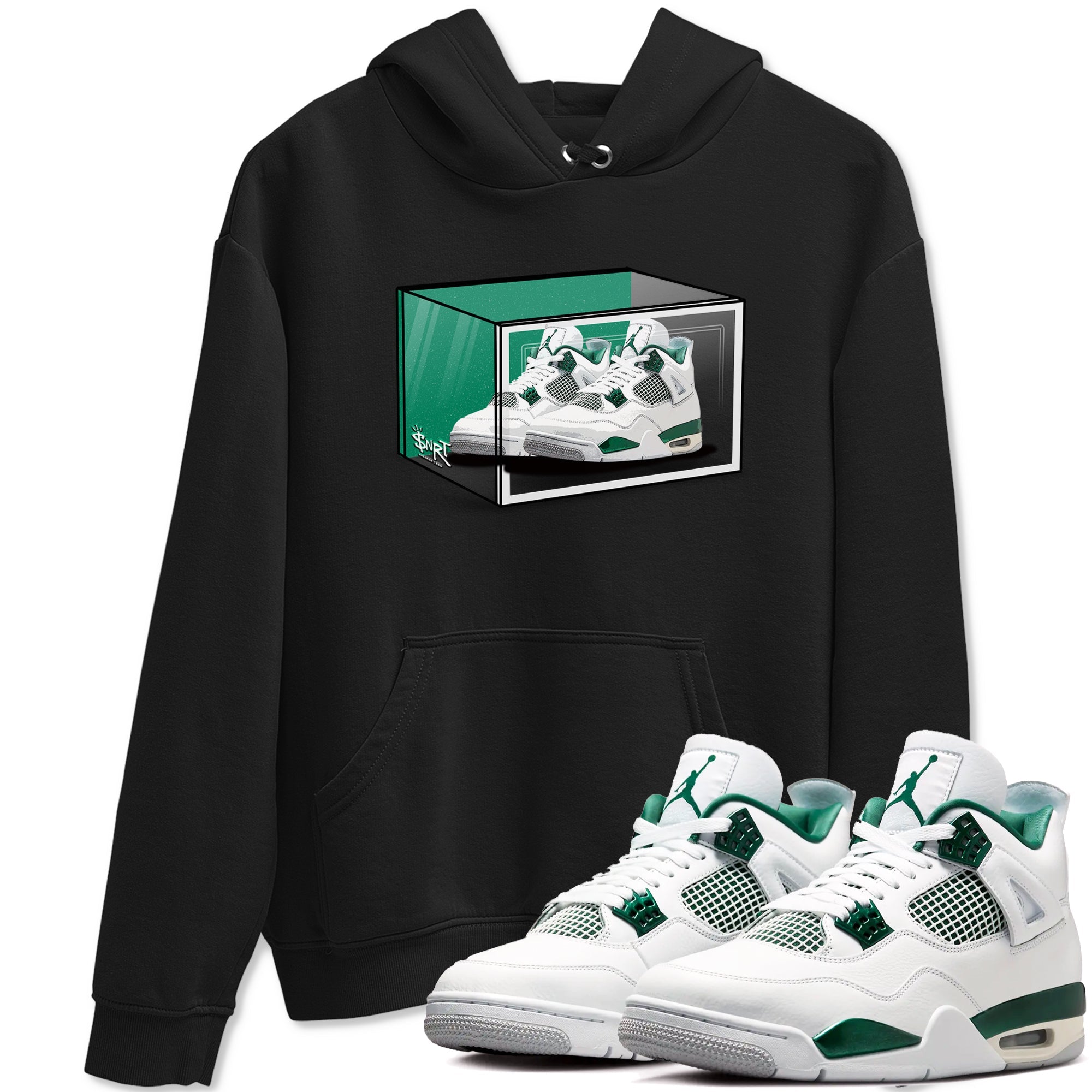 4s Oxidized Green shirts to match jordans Shoe Box sneaker match tees Air Jordan 4 Oxidized Green Drip Gear Zone streetwear brand Black 1 unisex cotton tee