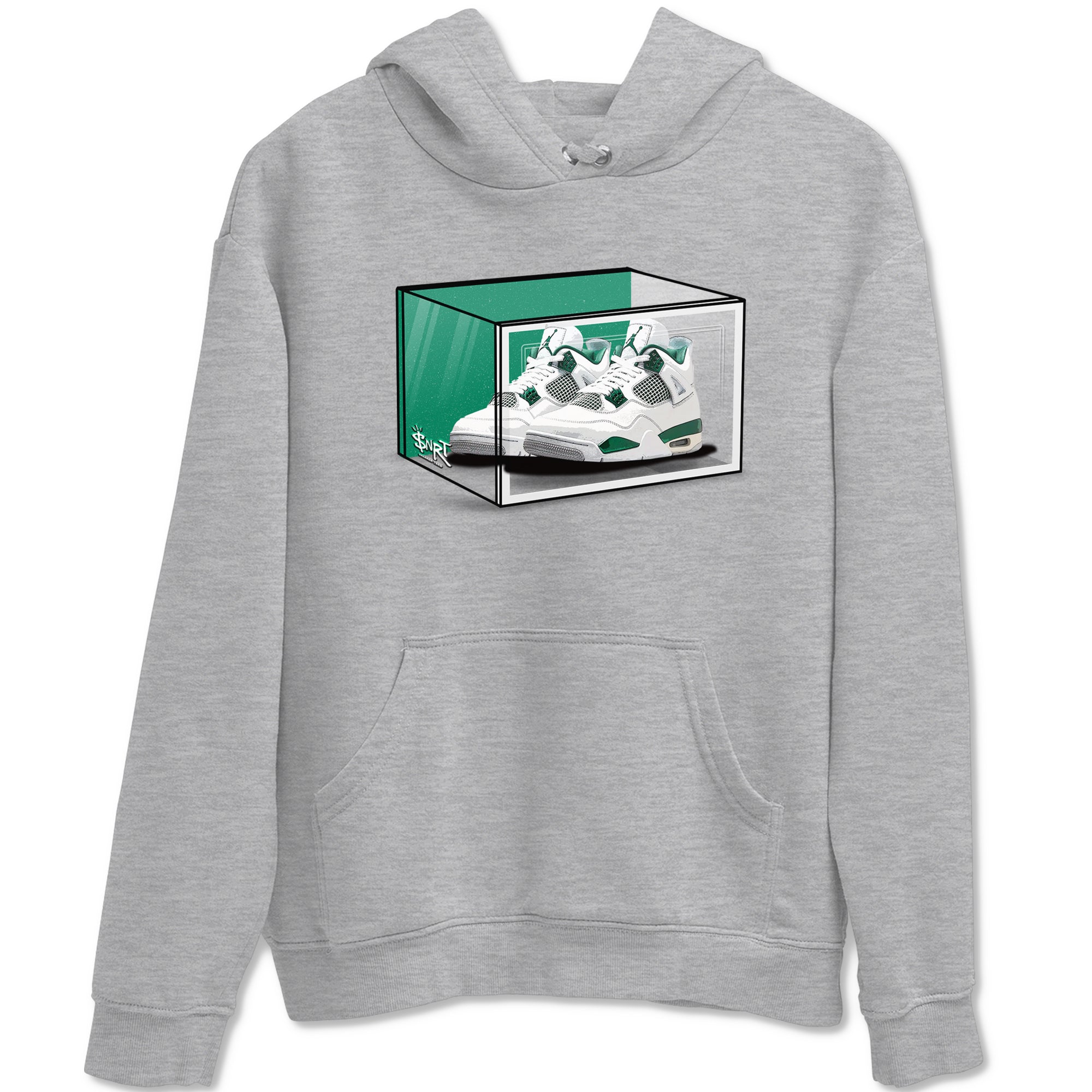 4s Oxidized Green shirts to match jordans Shoe Box sneaker match tees Air Jordan 4 Oxidized Green Drip Gear Zone streetwear brand Heather Grey 2 unisex cotton tee