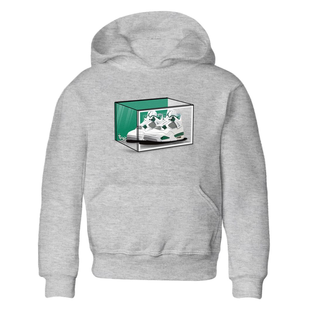 4s Oxidized Green shirts to match jordans Shoe Box sneaker match tees Air Jordan 4 Oxidized Green Drip Gear Zone streetwear brand Baby and Youth Heather Grey 2 cotton tee