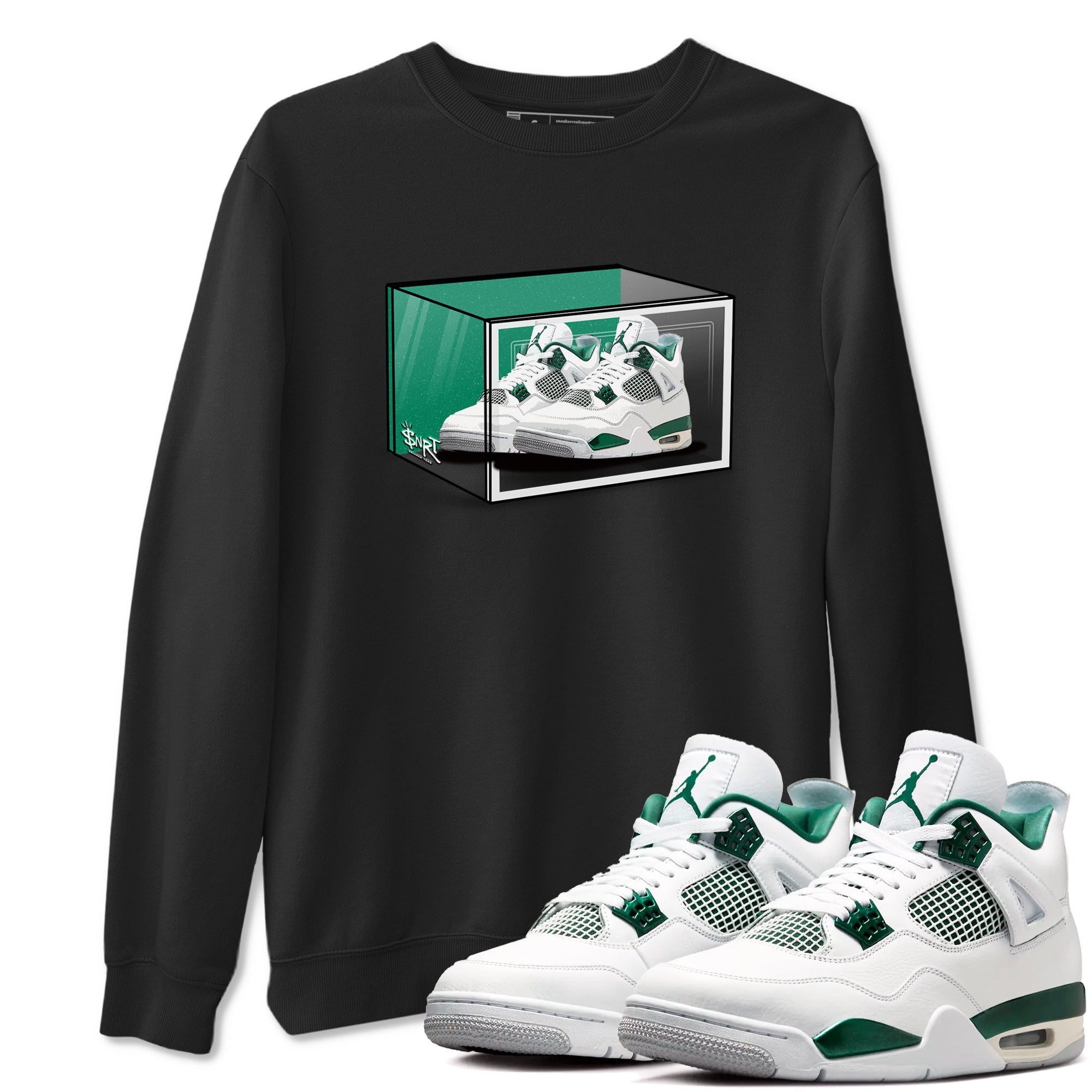 4s Oxidized Green shirts to match jordans Shoe Box sneaker match tees Air Jordan 4 Oxidized Green Drip Gear Zone streetwear brand Black 1 unisex cotton tee