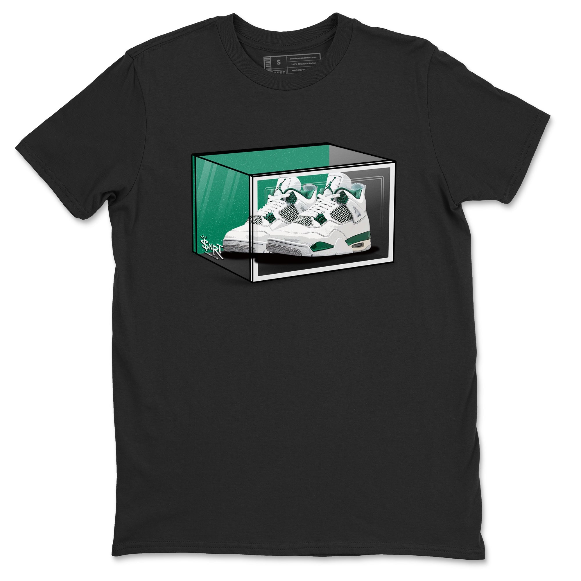 4s Oxidized Green shirts to match jordans Shoe Box sneaker match tees Air Jordan 4 Oxidized Green Drip Gear Zone streetwear brand Black 2 unisex cotton tee