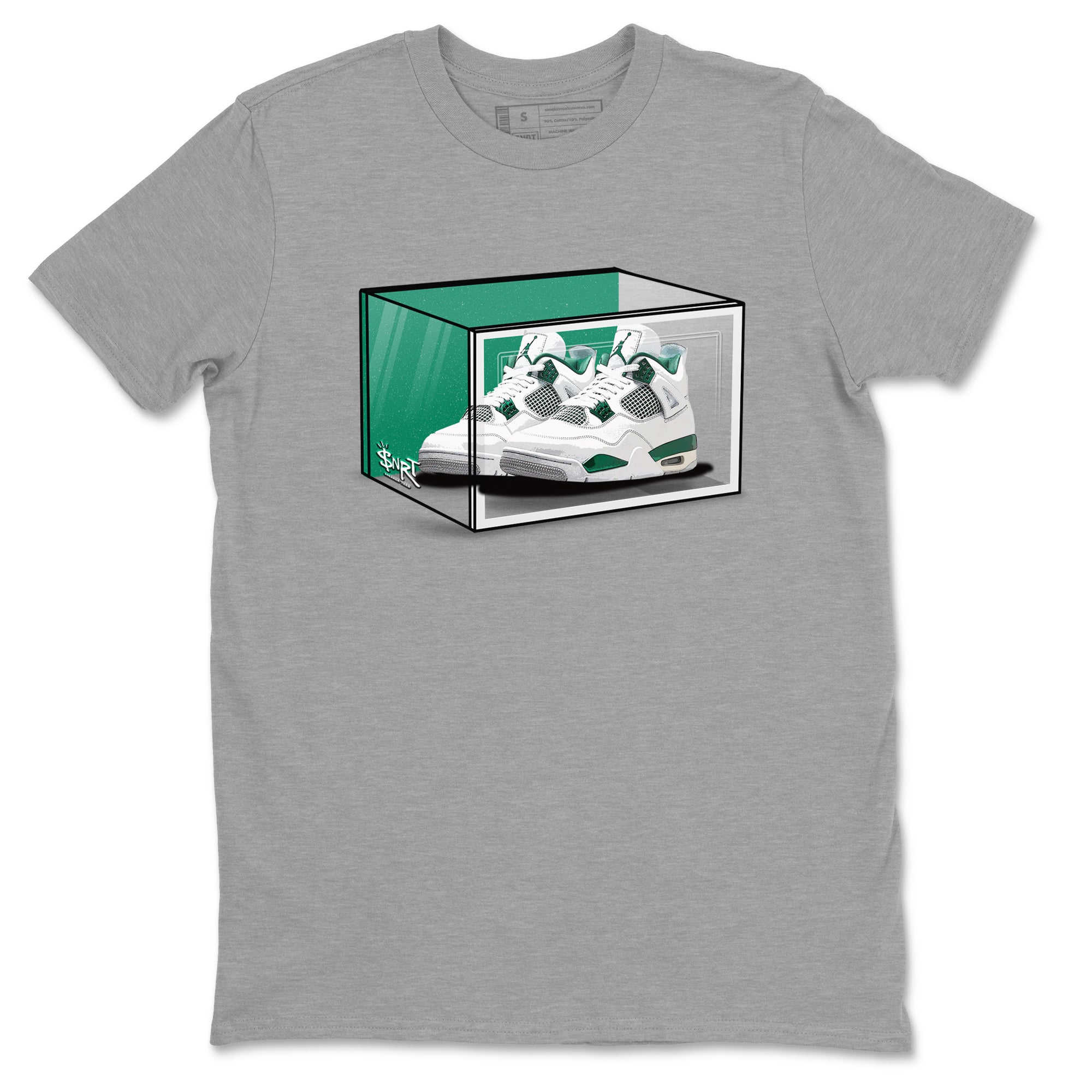 4s Oxidized Green shirts to match jordans Shoe Box sneaker match tees Air Jordan 4 Oxidized Green Drip Gear Zone streetwear brand Heather Grey 2 unisex cotton tee