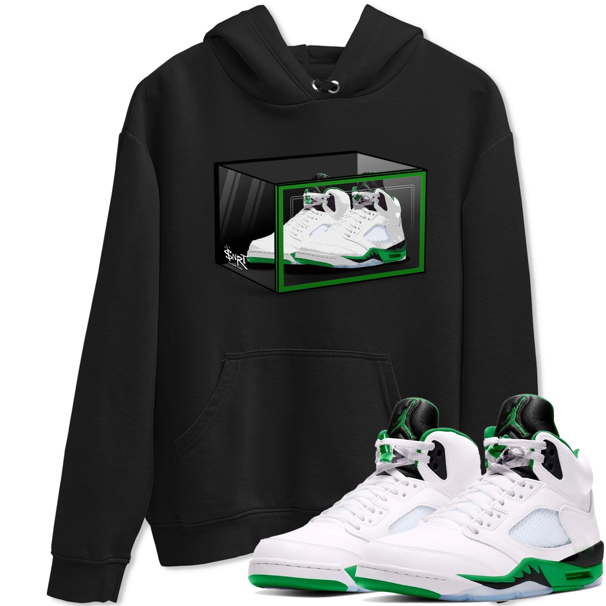 AJ5 Retro Lucky Green shirt to match jordans Shoe Box sneaker tees Air Jordan 5 Retro Lucky Green Drip Gear Zone Casual Crew Neck T-Shirt Unisex Black 1 T-Shirt