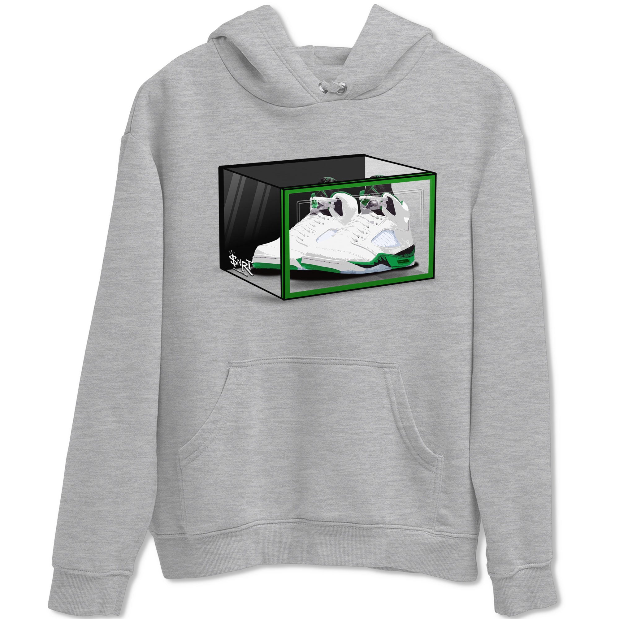 AJ5 Retro Lucky Green shirt to match jordans Shoe Box sneaker tees Air Jordan 5 Retro Lucky Green Drip Gear Zone Casual Crew Neck T-Shirt Unisex Heather Grey 2 T-Shirt