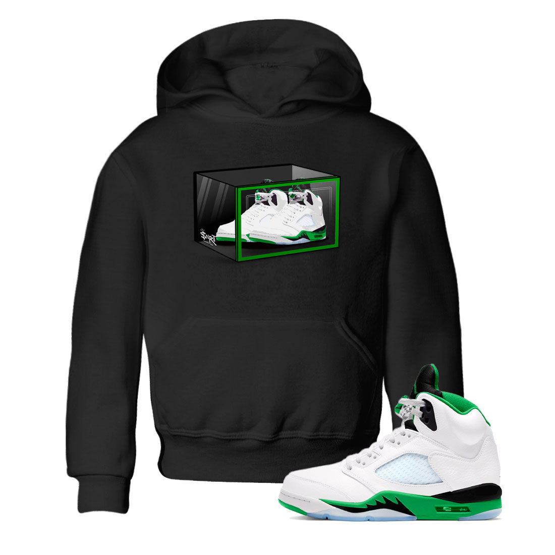 AJ5 Retro Lucky Green shirt to match jordans Shoe Box sneaker tees Air Jordan 5 Retro Lucky Green Drip Gear Zone Casual Crew Neck T-Shirt Baby Toddler Black 1 T-Shirt