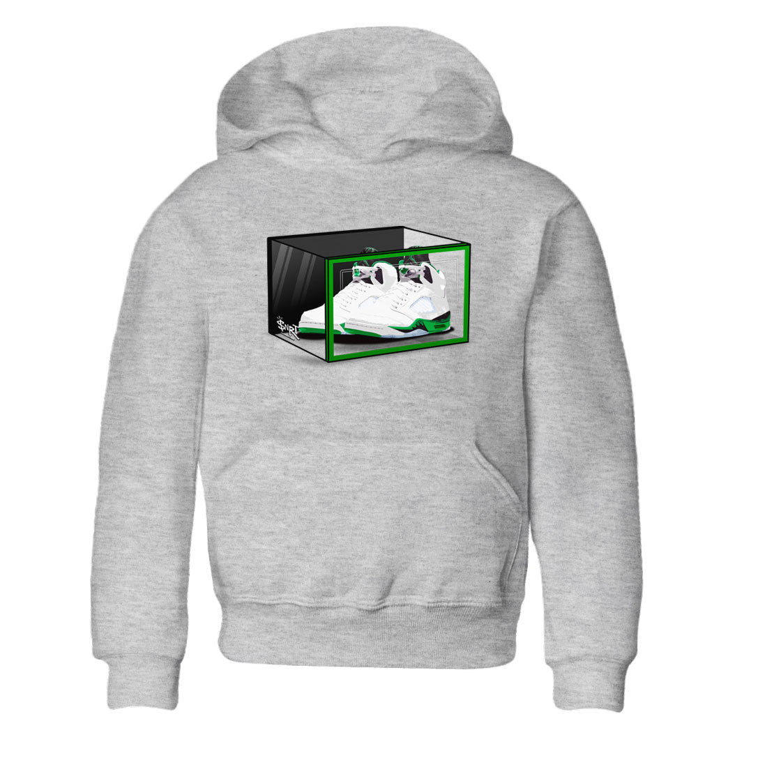 AJ5 Retro Lucky Green shirt to match jordans Shoe Box sneaker tees Air Jordan 5 Retro Lucky Green Drip Gear Zone Casual Crew Neck T-Shirt Baby Toddler Heather Grey 2 T-Shirt