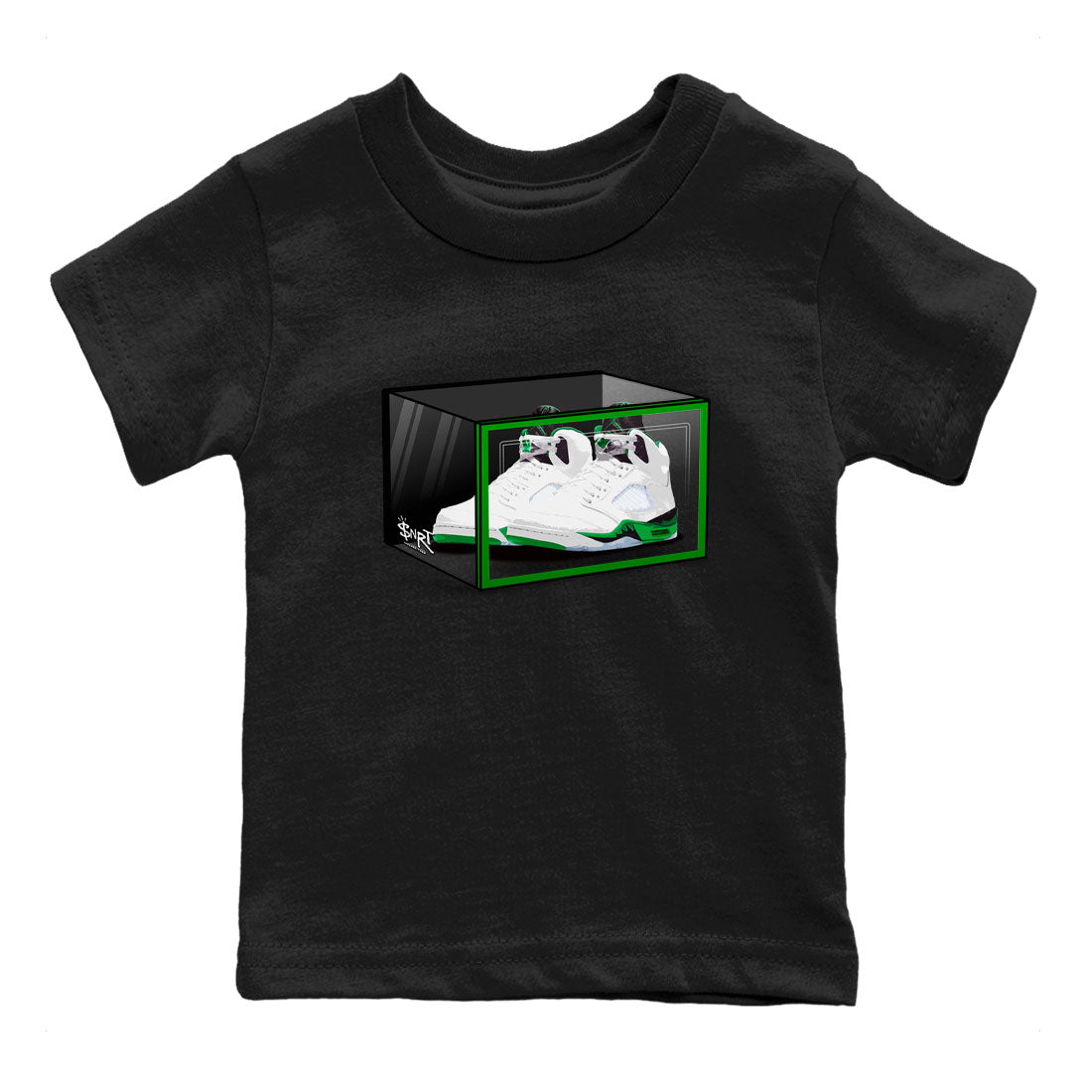 AJ5 Retro Lucky Green shirt to match jordans Shoe Box sneaker tees Air Jordan 5 Retro Lucky Green Drip Gear Zone Casual Crew Neck T-Shirt Baby Toddler Black 2 T-Shirt