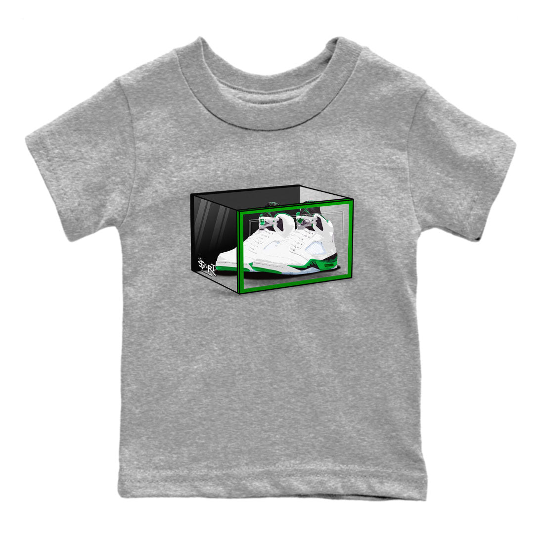 AJ5 Retro Lucky Green shirt to match jordans Shoe Box sneaker tees Air Jordan 5 Retro Lucky Green Drip Gear Zone Casual Crew Neck T-Shirt Baby Toddler Heather Grey 2 T-Shirt