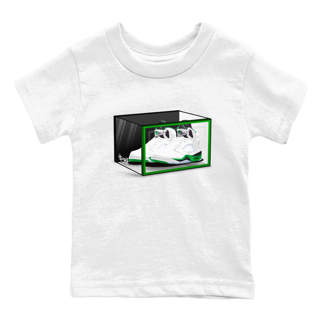 AJ5 Retro Lucky Green shirt to match jordans Shoe Box sneaker tees Air Jordan 5 Retro Lucky Green Drip Gear Zone Casual Crew Neck T-Shirt Baby Toddler White 2 T-Shirt