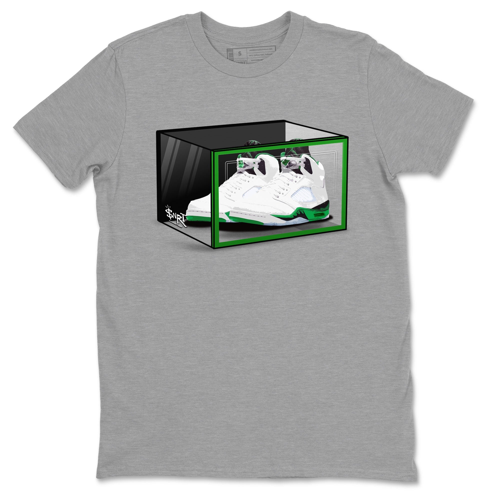 AJ5 Retro Lucky Green shirt to match jordans Shoe Box sneaker tees Air Jordan 5 Retro Lucky Green Drip Gear Zone Casual Crew Neck T-Shirt Unisex Heather Grey 2 T-Shirt