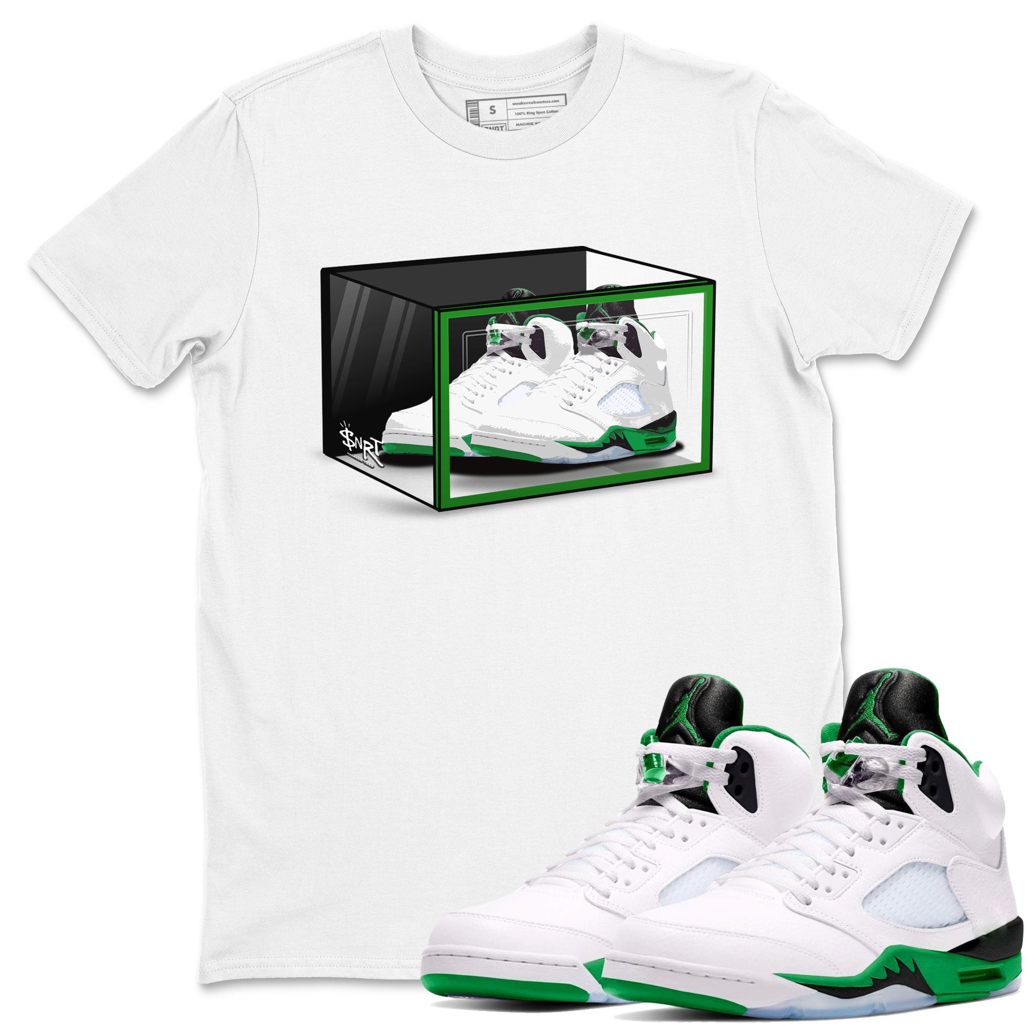 AJ5 Retro Lucky Green shirt to match jordans Shoe Box sneaker tees Air Jordan 5 Retro Lucky Green Drip Gear Zone Casual Crew Neck T-Shirt Unisex White 1 T-Shirt